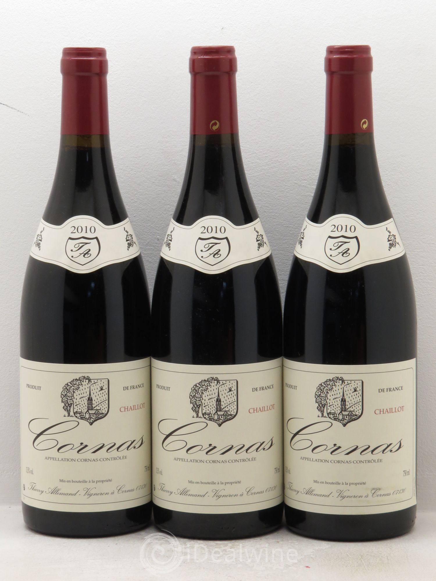 Cornas Chaillot Thierry Allemand 2010 - Lot de 3 bouteilles - 0