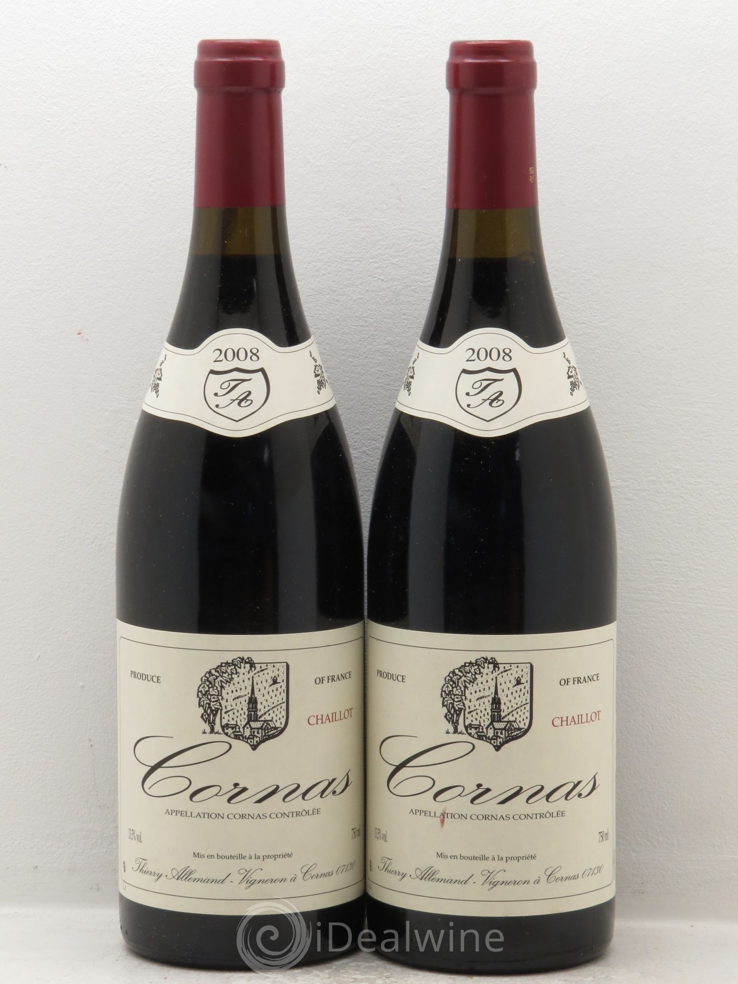 Cornas Chaillot Thierry Allemand 2008 - Lot de 2 bouteilles - 0