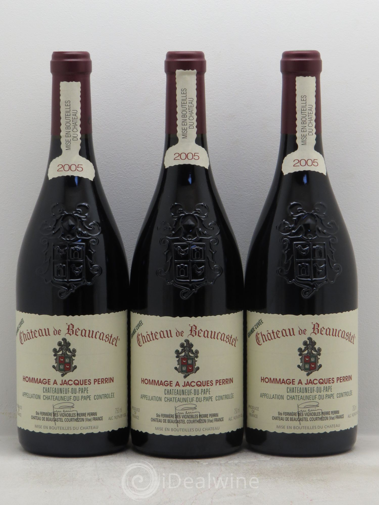 Châteauneuf-du-Pape Château de Beaucastel Hommage à Jacques Perrin Famille Perrin 2005 - Lot de 3 bouteilles - 0