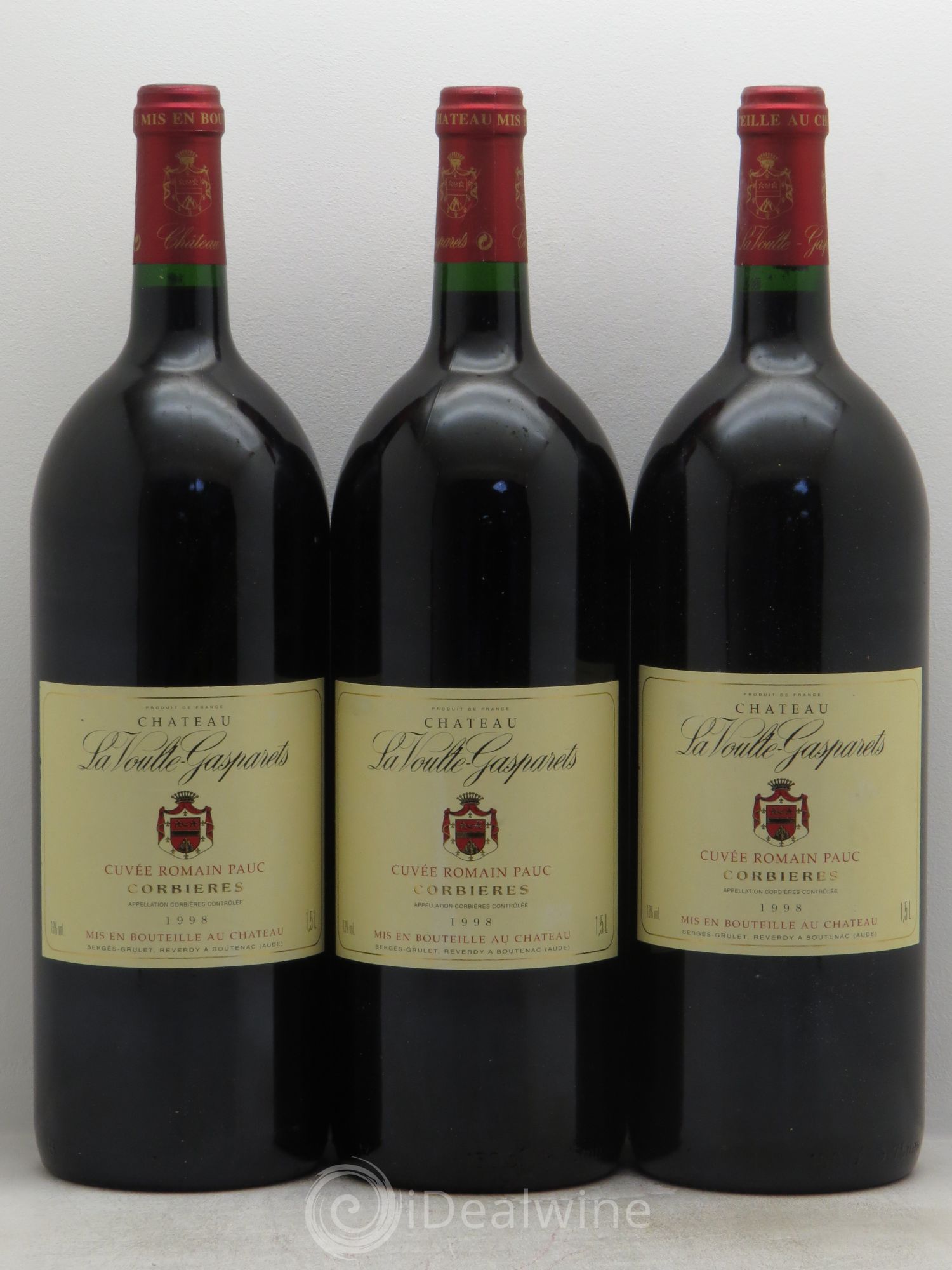 Corbières Boutenac La Voulte-Gasparets Cuvée Romain Pauc Patrick Reverdy 1998 - Lot de 3 magnums - 0