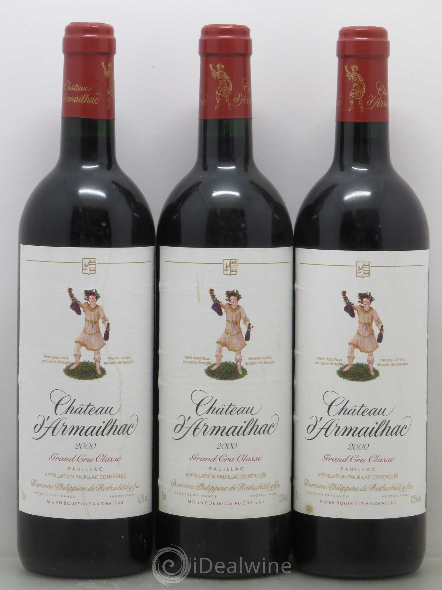 Château d' Armailhac - Mouton Baron(ne) Philippe 5ème Grand Cru Classé 2000 - Lot de 3 bouteilles - 0