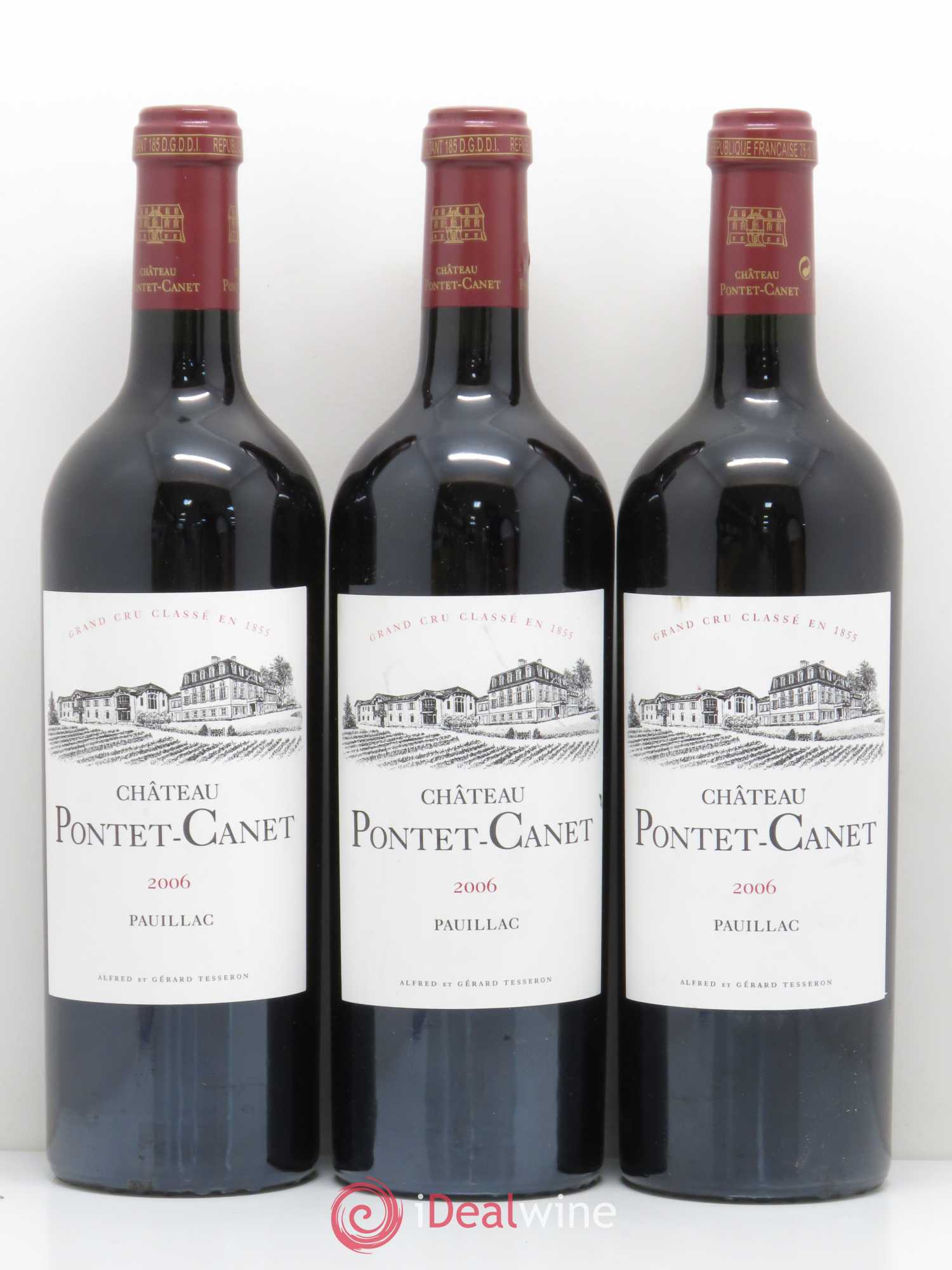 Château Pontet Canet 5ème Grand Cru Classé 2006 - Lot de 3 bouteilles - 0