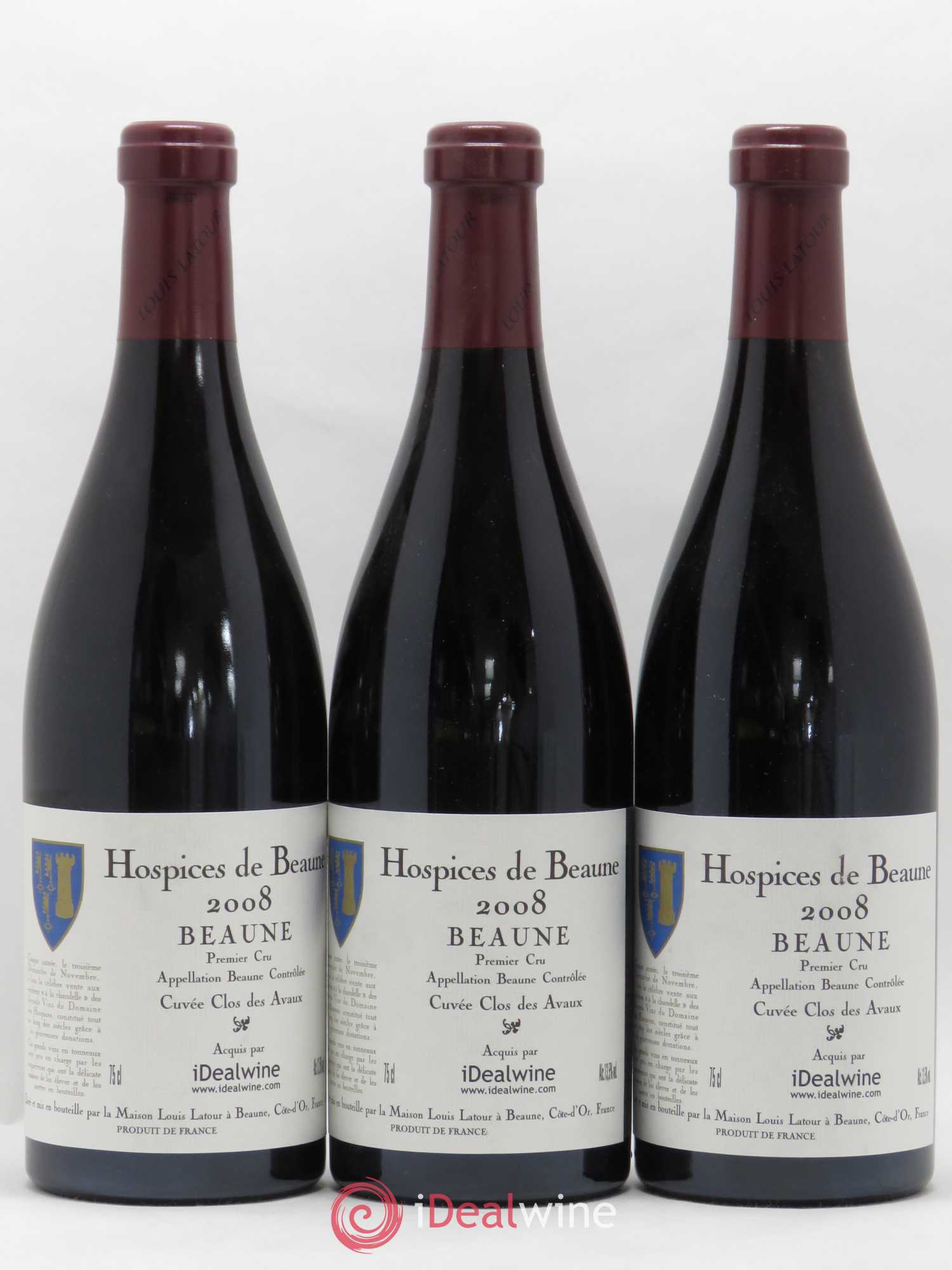 Beaune 1er Cru Hospices de Beaune Louis Latour Clos Des Avaux 2008 - Posten von 3 Flaschen - 0