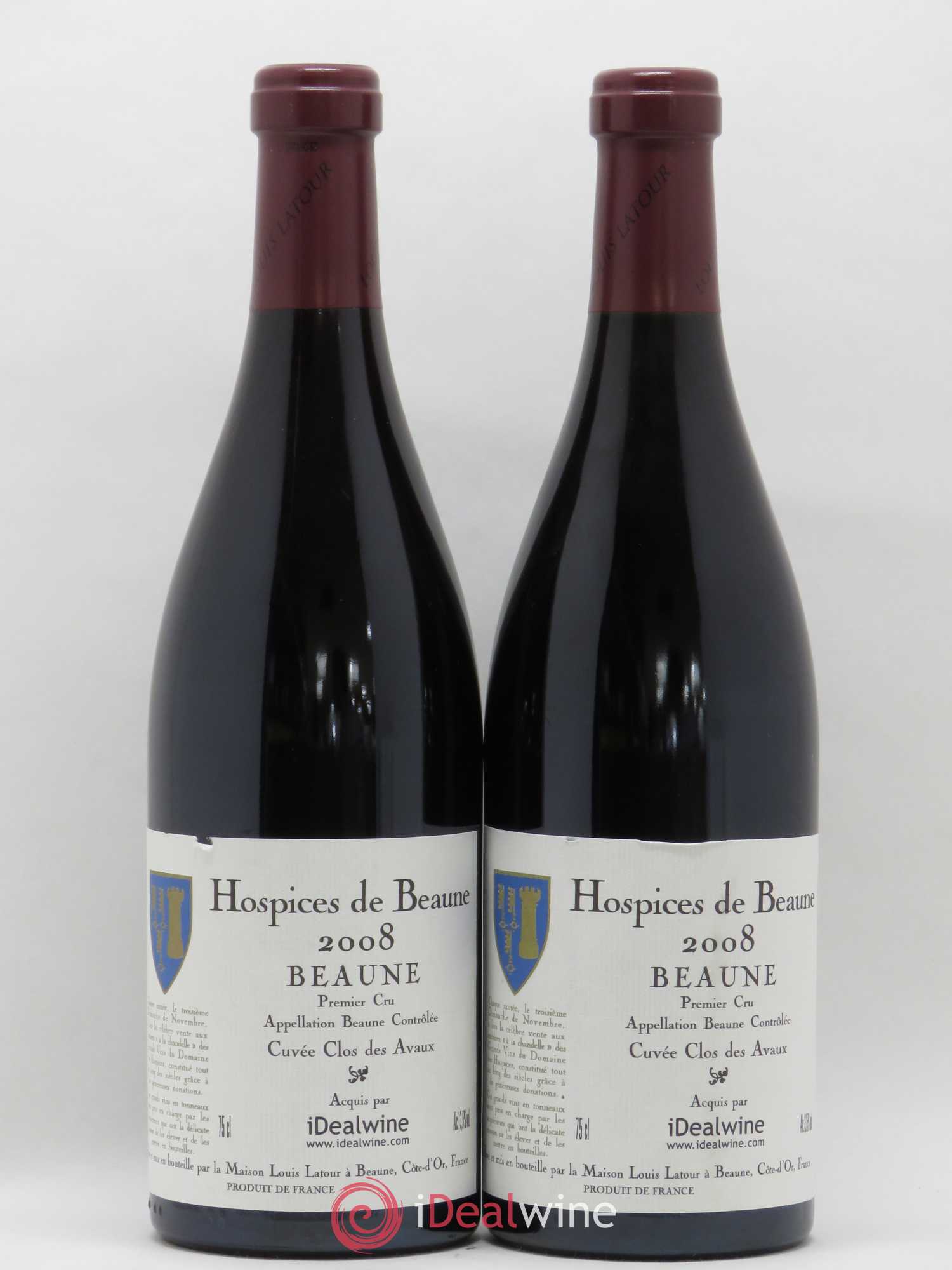 Beaune 1er Cru Hospices de Beaune Louis Latour Clos Des Avaux 2008 - Posten von 2 Flaschen - 0