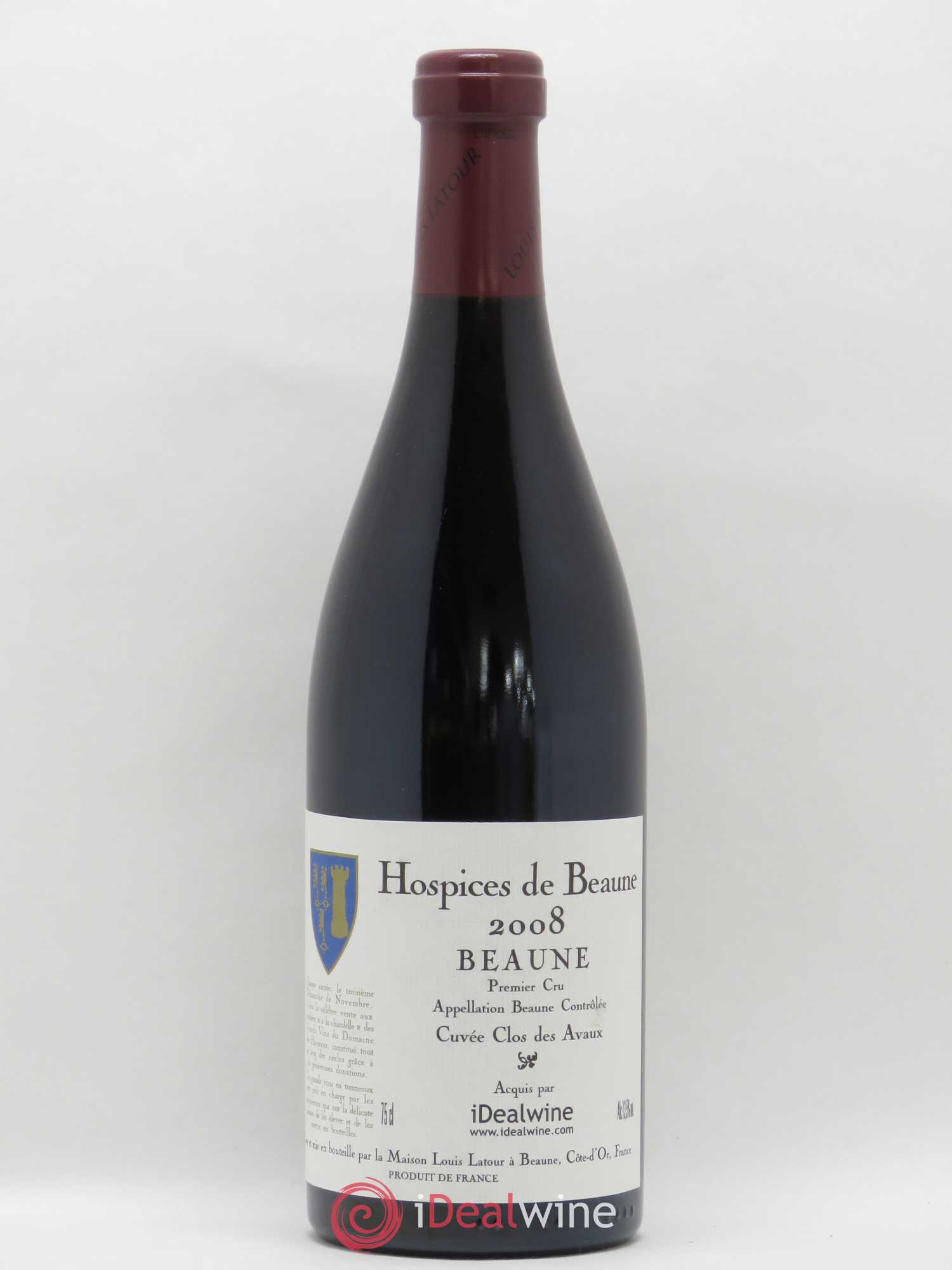 Beaune 1er Cru Hospices de Beaune Louis Latour Clos Des Avaux 2008 - Posten von 1 Flasche - 0