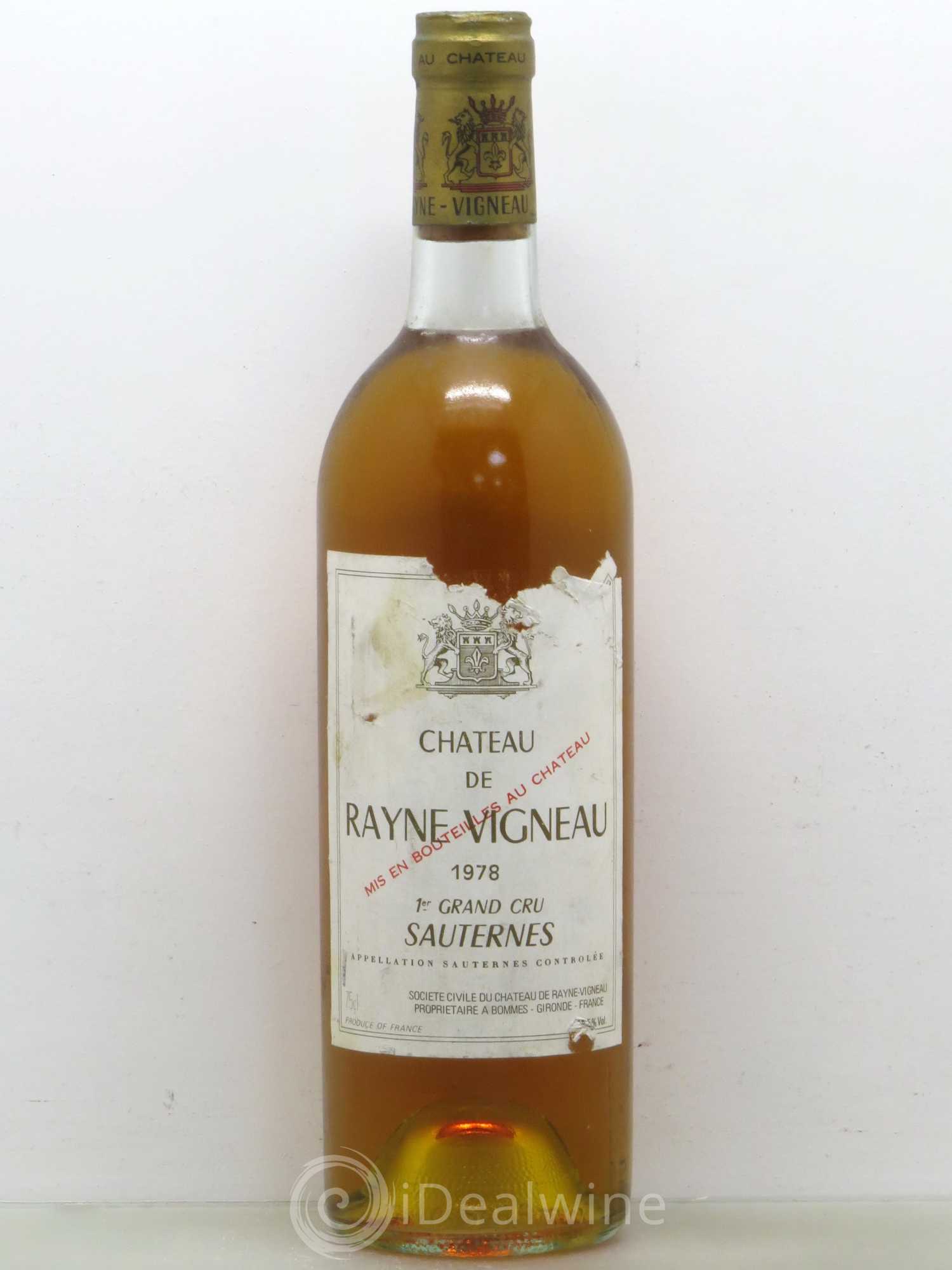 Château de Rayne Vigneau 1er Grand Cru Classé 1978 - Lotto di 1 bottiglia - 0