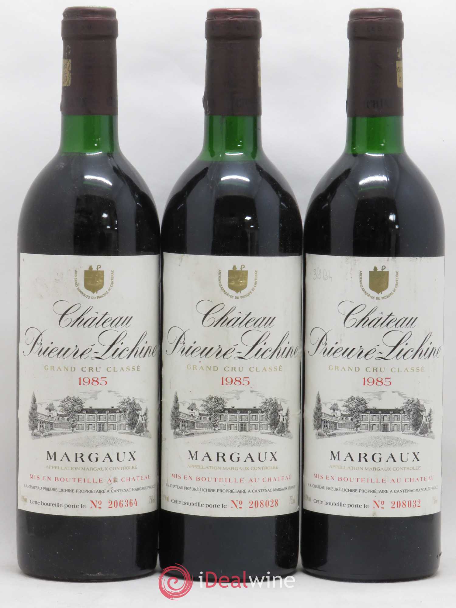 Château Prieuré Lichine 4ème Grand Cru Classé 1985 - Lot de 3 bouteilles - 0