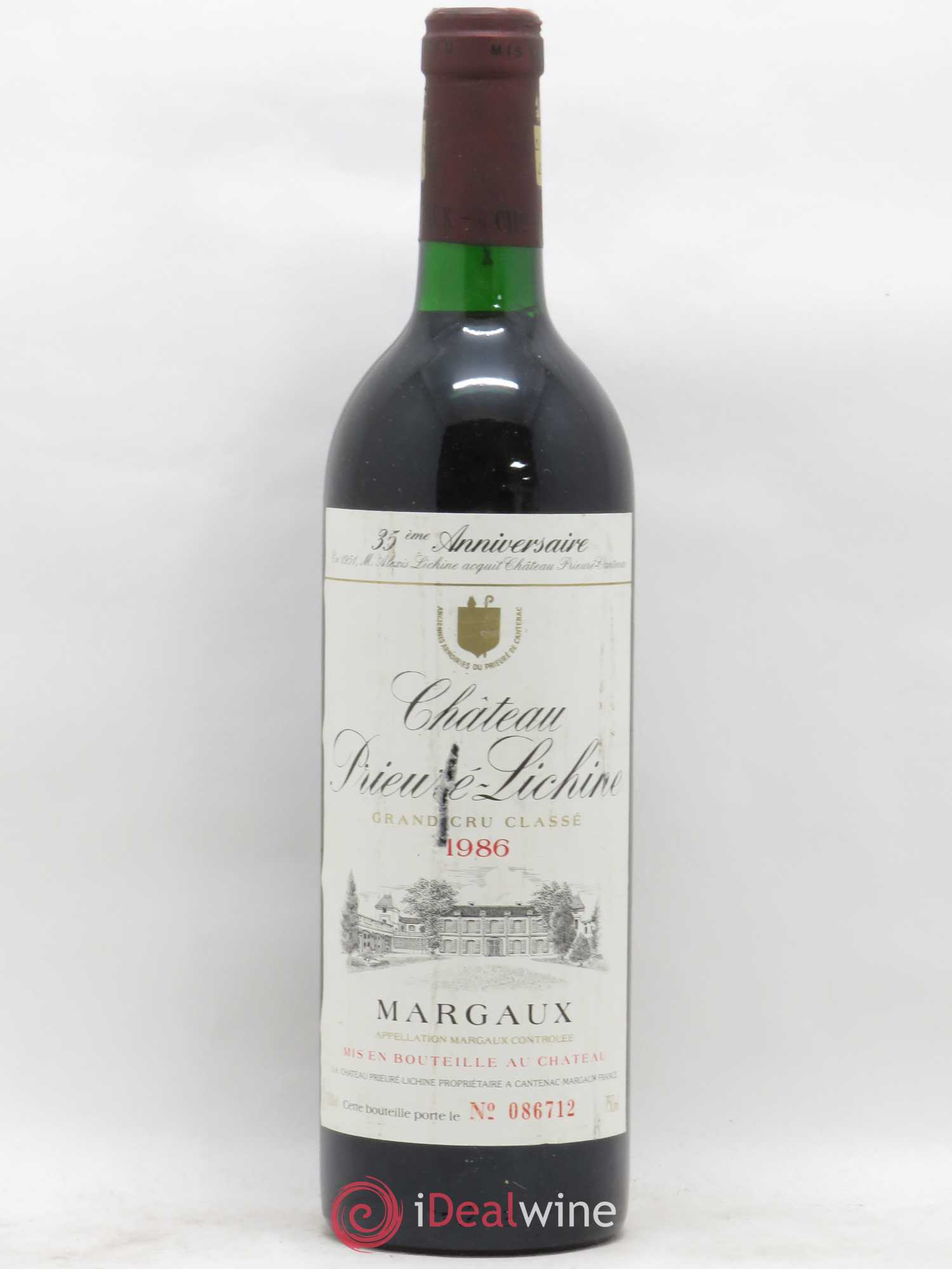 Château Prieuré Lichine 4ème Grand Cru Classé 1986 - Lot de 1 bouteille - 0