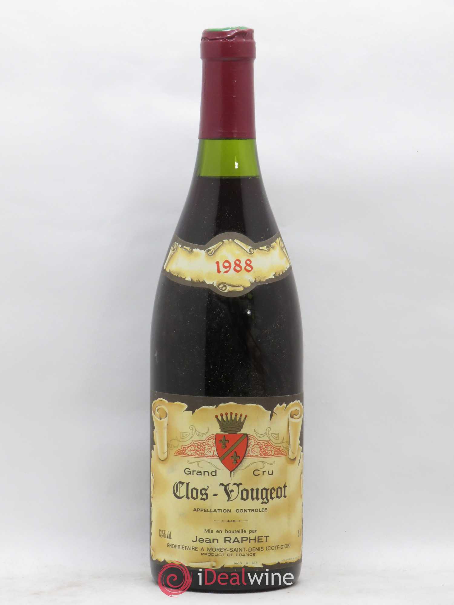 Clos de Vougeot Grand Cru Jean Raphet 1988 - Lot de 1 bouteille - 0