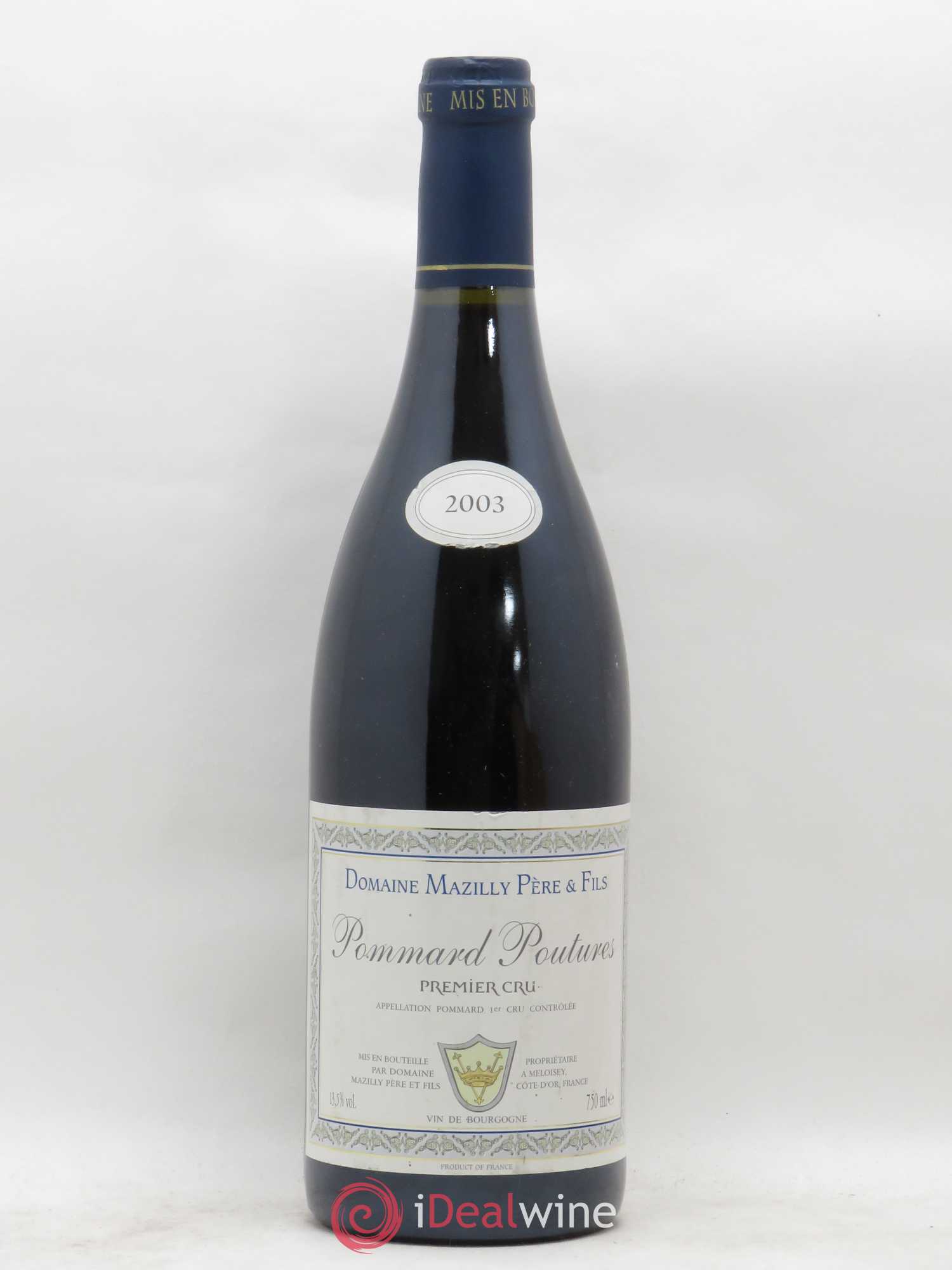 Pommard 1er Cru Poutures Marzilly Pere Et Fils 2003 - Posten von 1 Flasche - 0