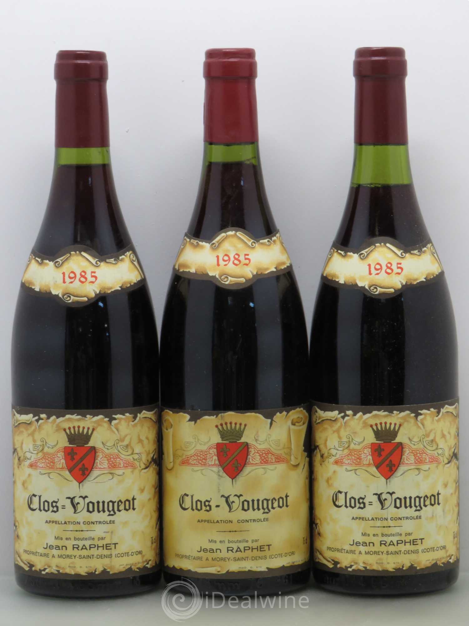 Clos de Vougeot Grand Cru Jean Raphet 1985 - Lot de 3 bouteilles - 0