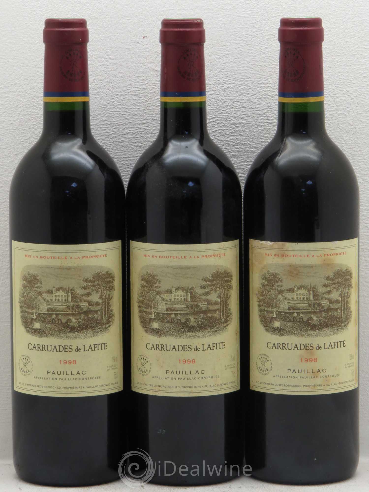 Carruades de Lafite Rothschild Second Vin 1998 - Lot de 3 bouteilles - 0