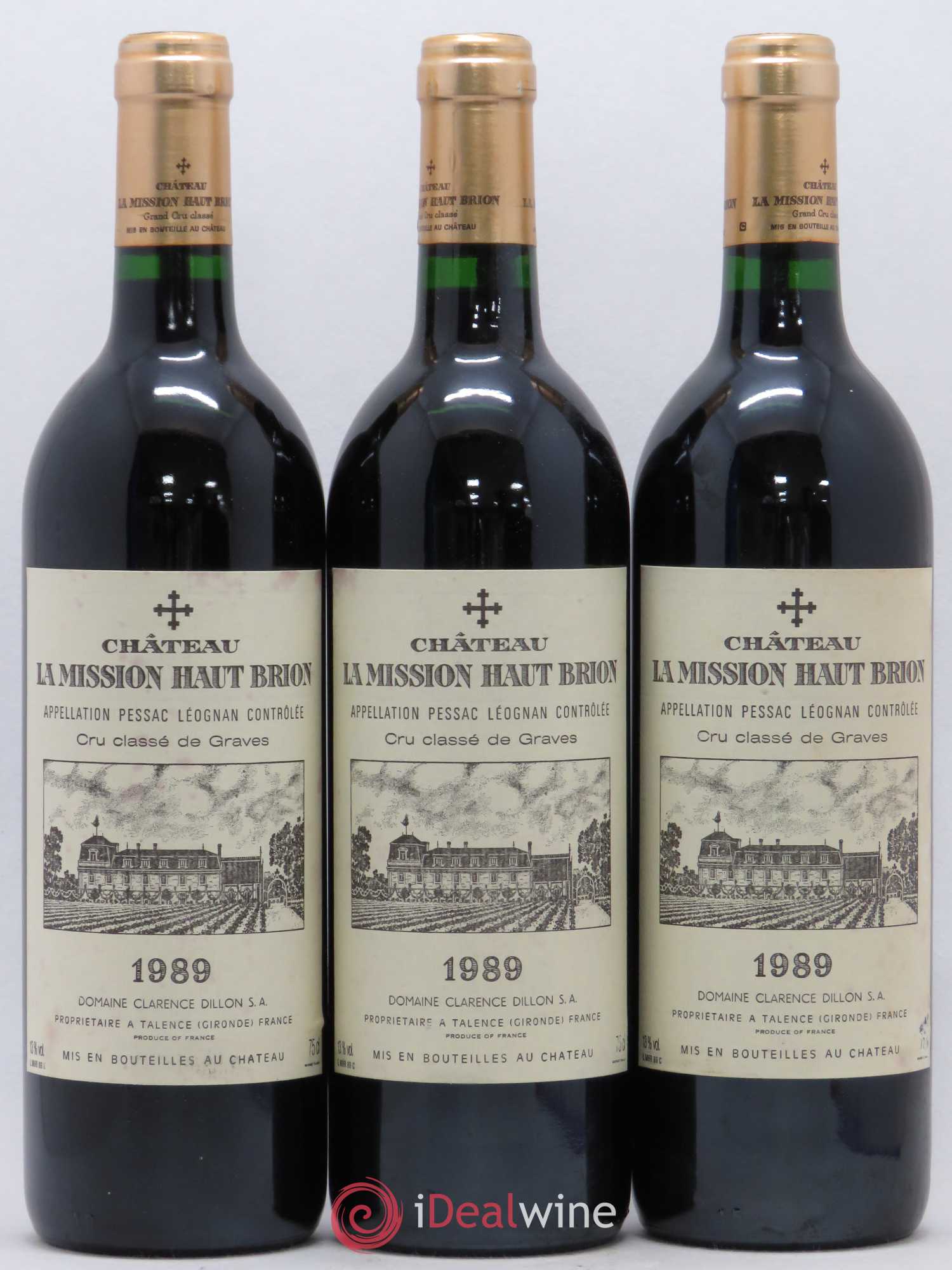 Château la Mission Haut-Brion Cru Classé de Graves 1989 - Lot de 3 bouteilles - 0