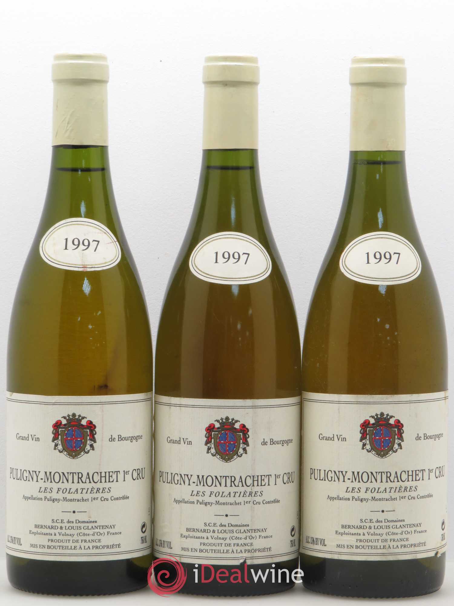 Puligny-Montrachet 1er Cru Les Folatieres Domaine Bernard & Louis Glantenay 1997 - Lotto di 3 bottiglie - 0