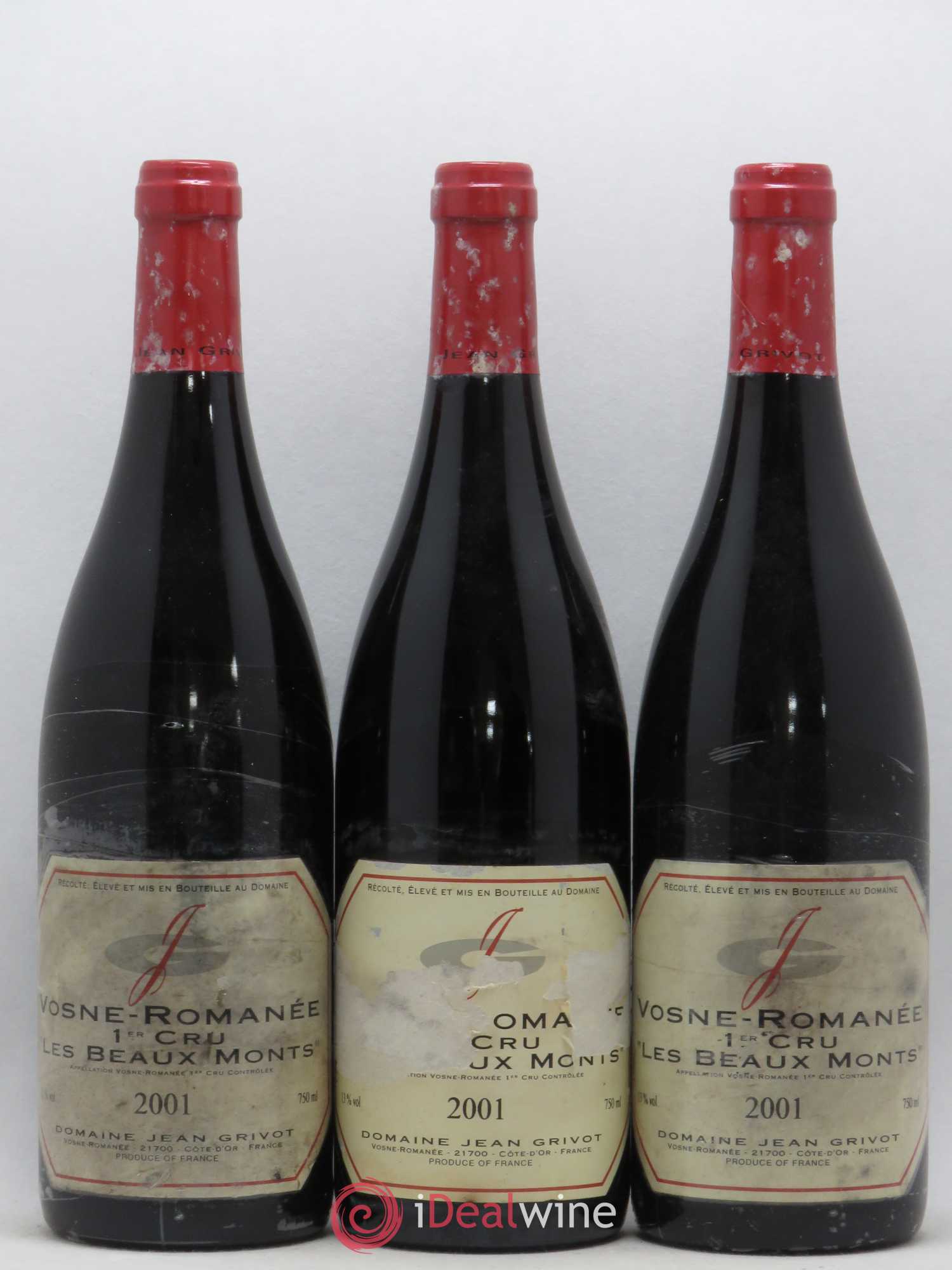 Vosne-Romanée 1er Cru Les Beaux-Monts Jean Grivot 2001 - Lot de 3 bouteilles - 0
