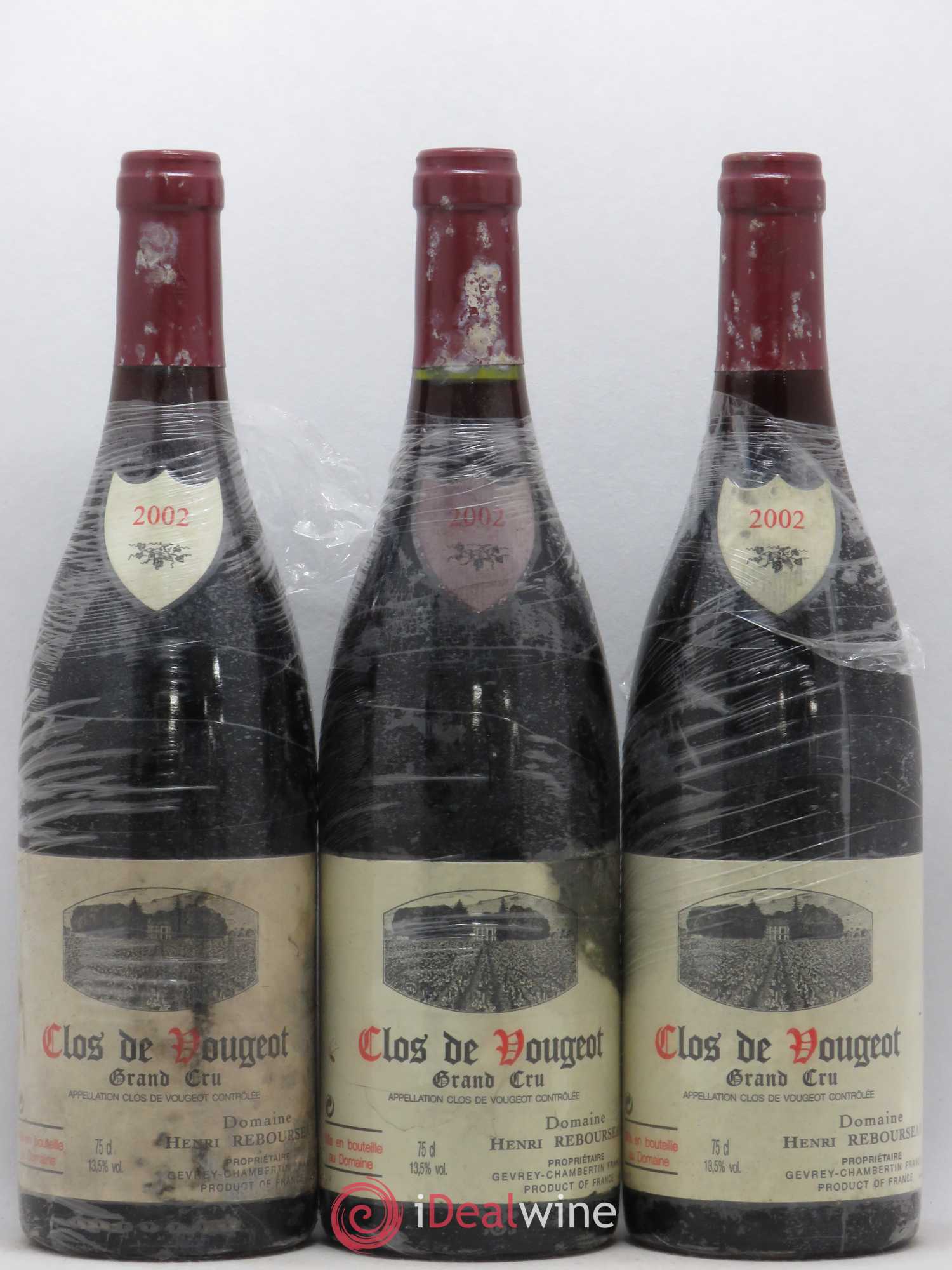 Clos de Vougeot Grand Cru Henri Rebourseau (Domaine) 2002 - Lot de 3 bouteilles - 0