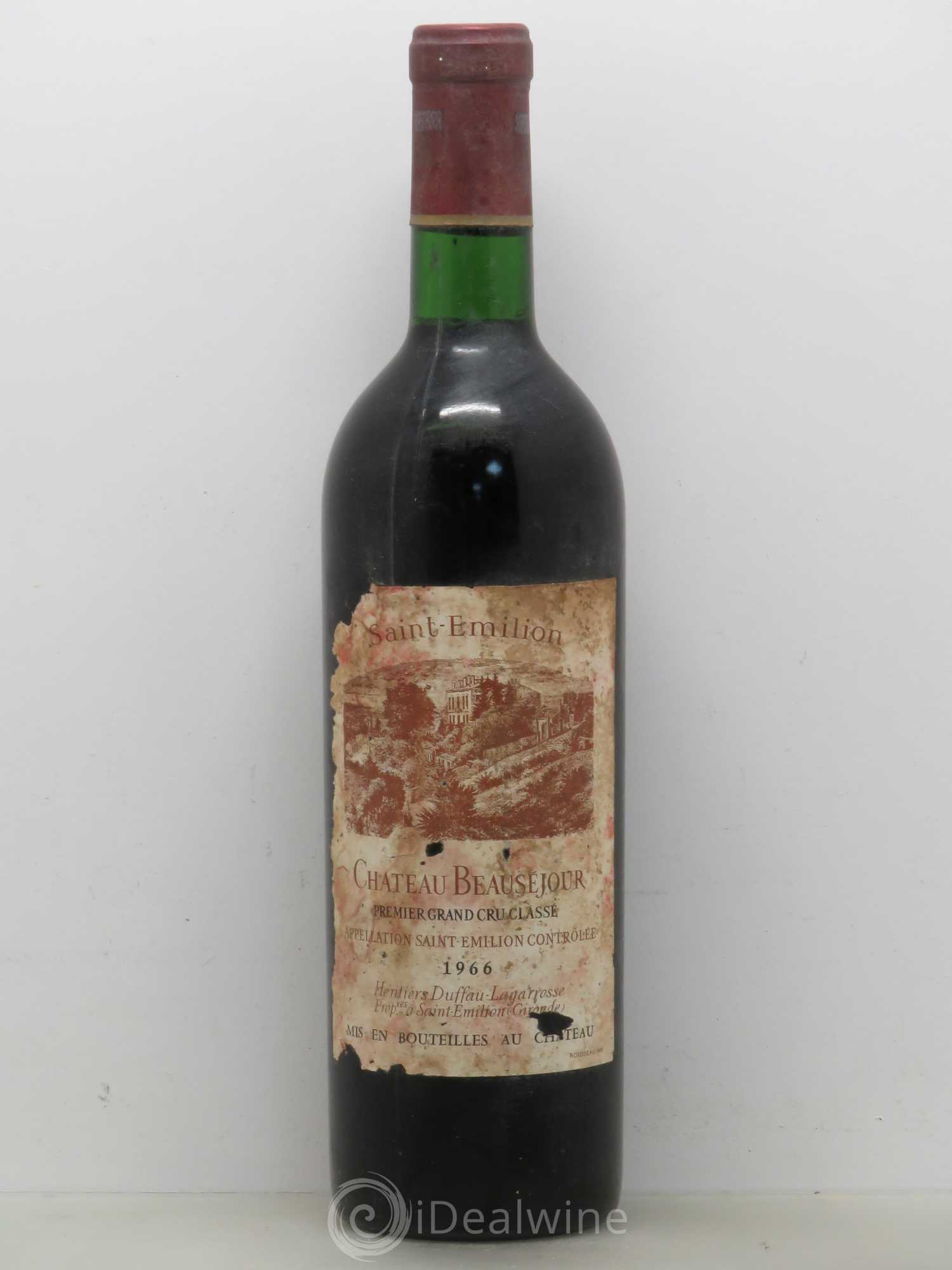Château Beauséjour (Duffau-Lagarrosse) 1er Grand Cru Classé B 1966 - Posten von 1 Flasche - 0