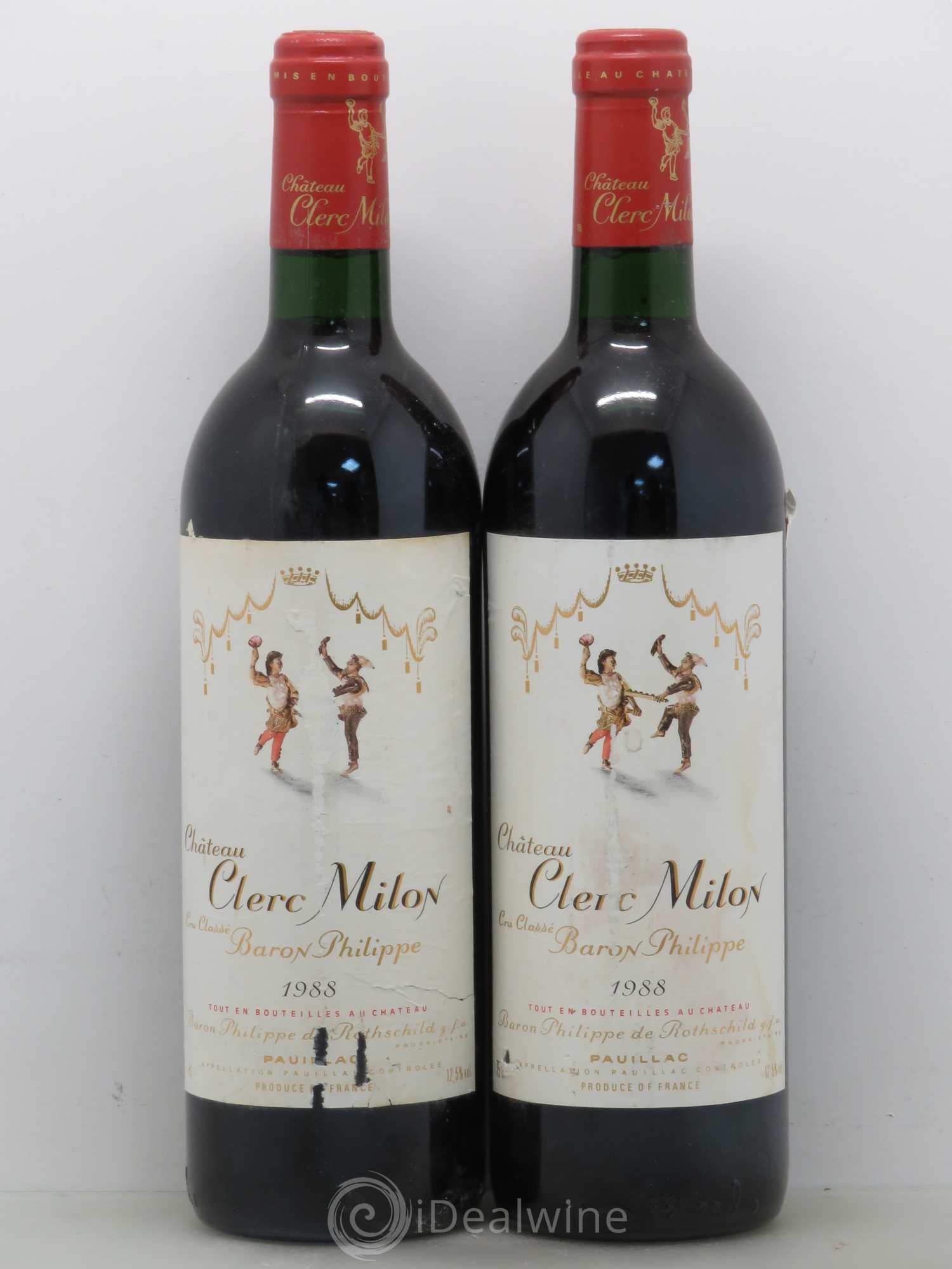 Château Clerc Milon 5ème Grand Cru Classé 1988 - Lot de 2 bouteilles - 0