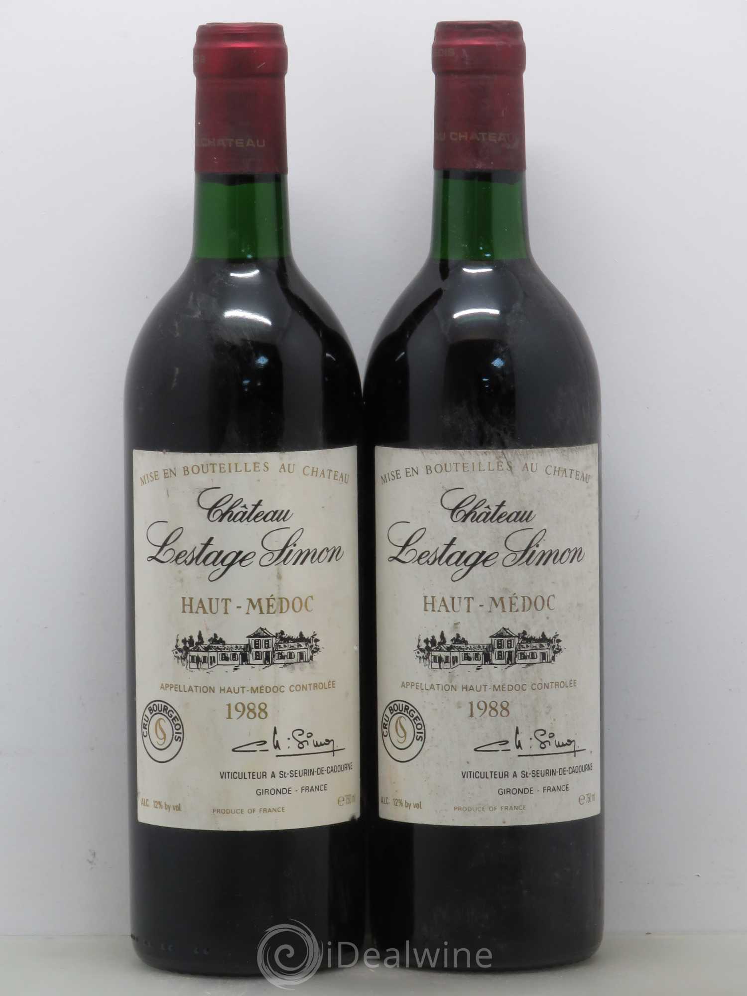 Château Lestage Simon Cru Bourgeois 1988 - Lot de 2 bouteilles - 0