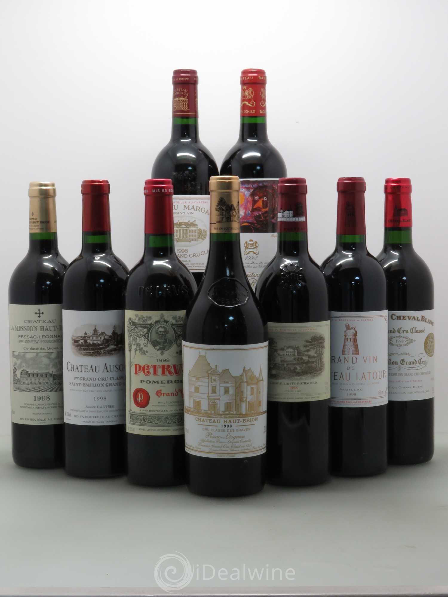 Caisse Duclot Collection 1 Petrus 1 Ausone 1 Latour 1 Cheval Blanc 1 Haut Brion 1 Margaux 1 Lafite 1 Mouton 1 Mission Haut Brion 1998 - Posten von 1 Flasche - 0