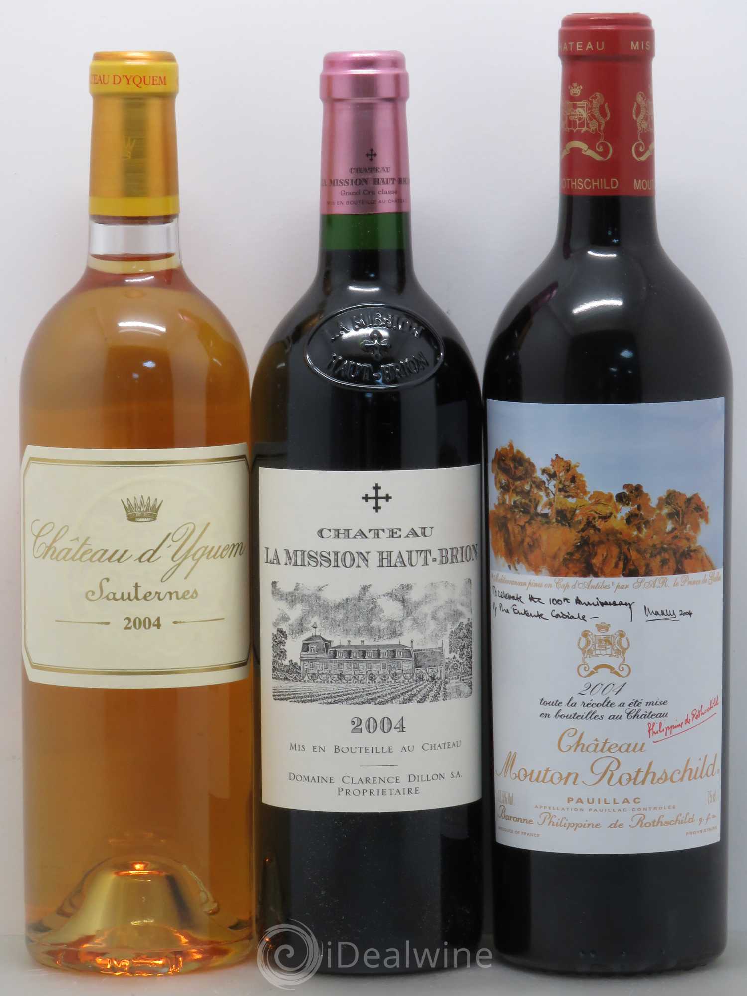 Caisse Collection Duclot 2004 1 Petrus 1 Yquem 1 Latour 1 Cheval Blanc 1 Haut Brion 1 La Mission Haut Brion 1 Margaux 1 Lafite 1 Mouton 2004 - Posten von 1 Flasche - 3