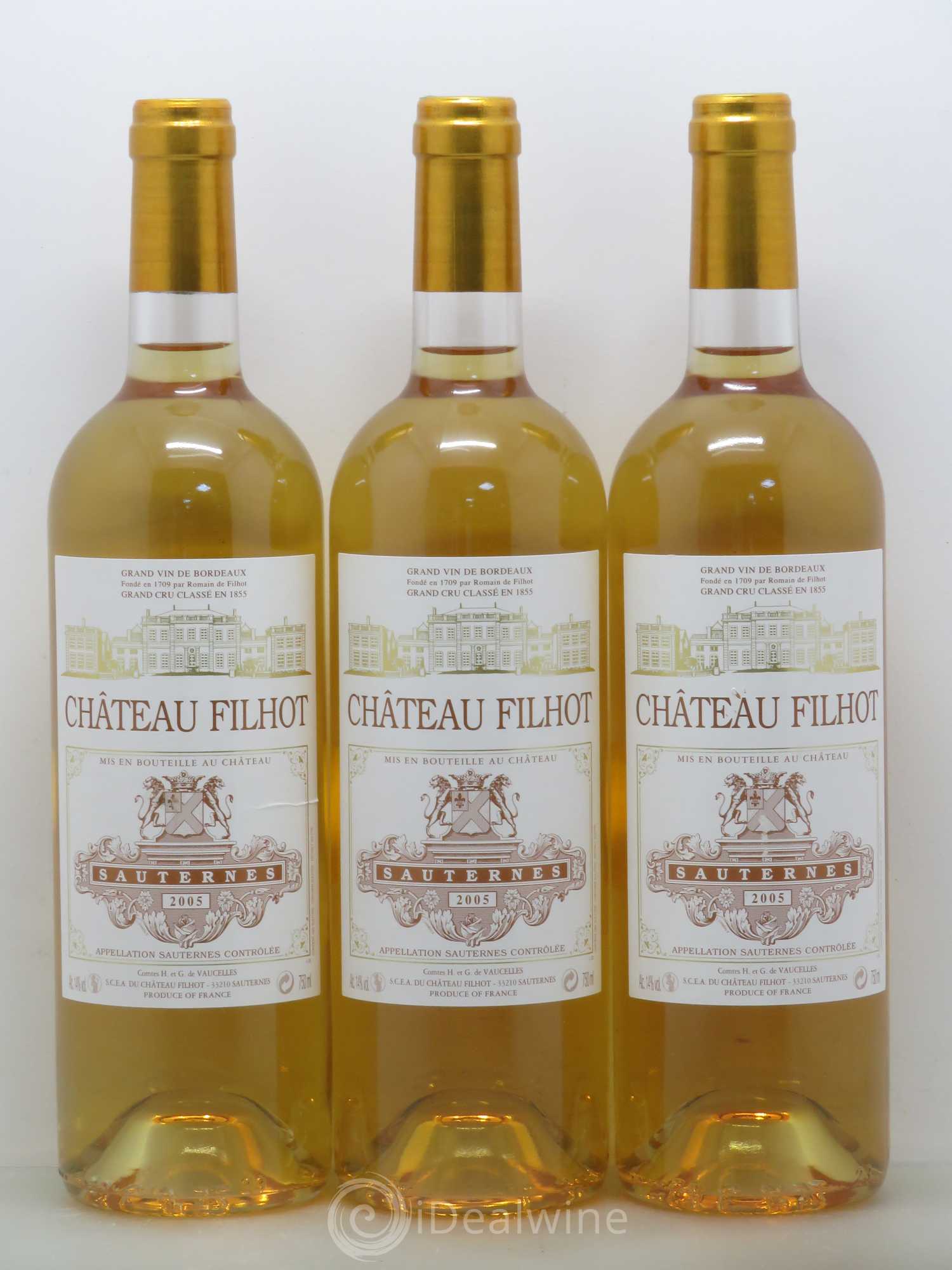 Château Filhot 2ème Grand Cru Classé 2005 - Lotto di 3 bottiglie - 0