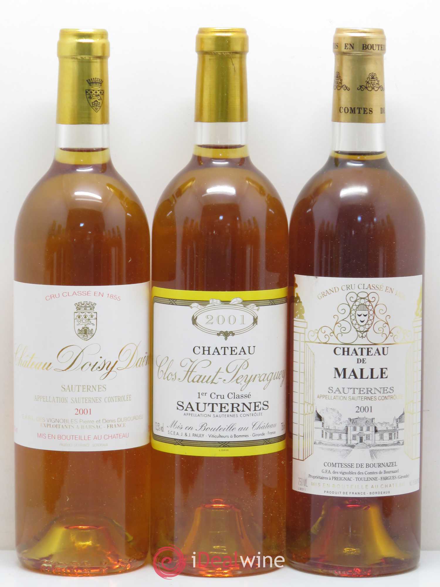 Divers Caisse Liquoreux Duclot (Climens, La Tour Blanche, Filhot, Guiraud, Doisy, De Malle, Coutet, Lafaurie Peyraguey, Clos Haut Peyraguey, Rieussec, Suduiraut, Rayne Vigneau) 2001 - Posten von 12 Flaschen - 1