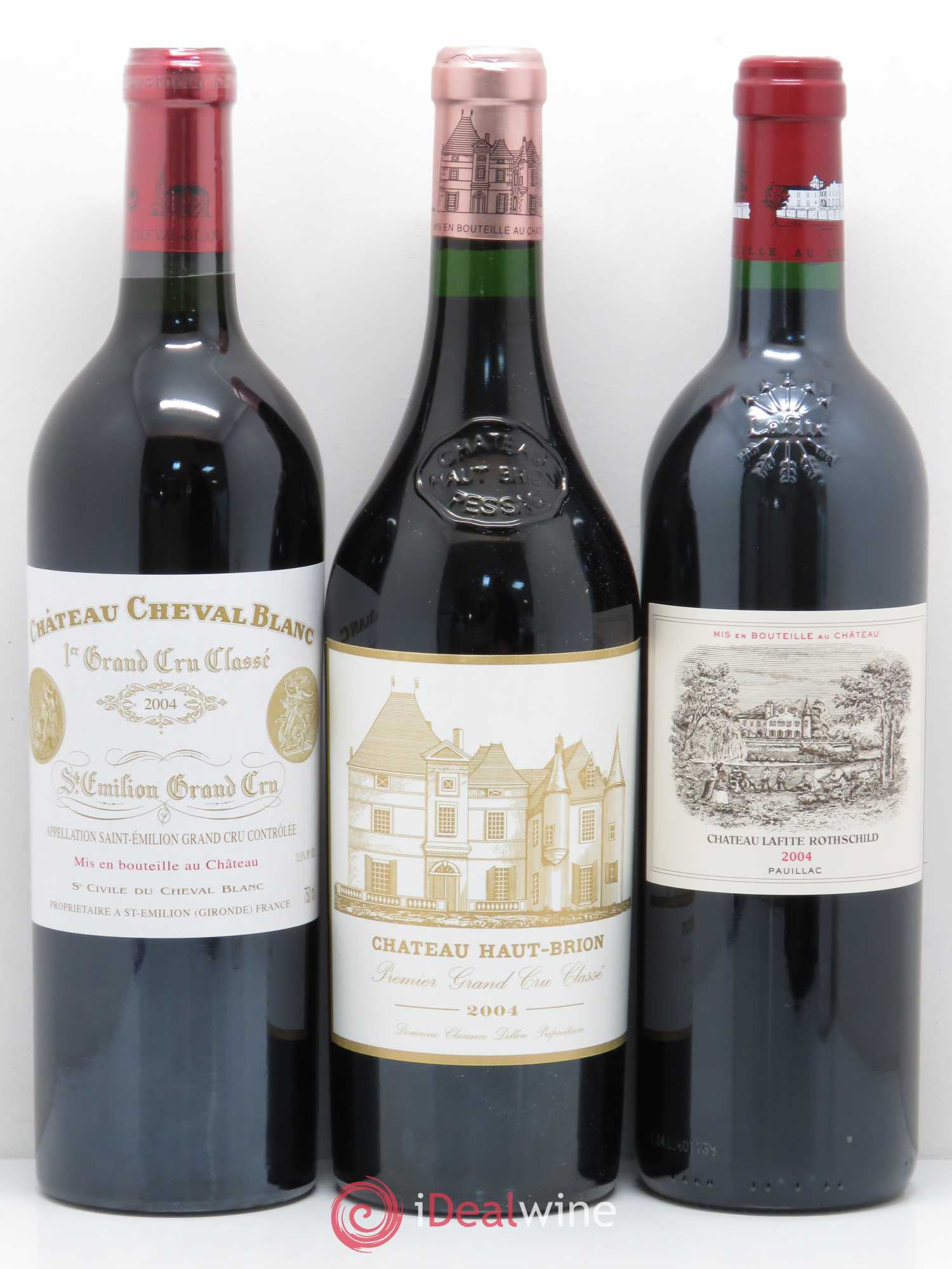 Caisse Prestige Duclot 2004 (1 Haut Brion 1 Mouton Rothschild 1 Latour 1 Yquem 1 Mission Haut Brion 1 Lafite Rothschild 1 Cheval Blanc 1 Petrus 1 Margaux) 2004 - Posten von 9 Flaschen - 3