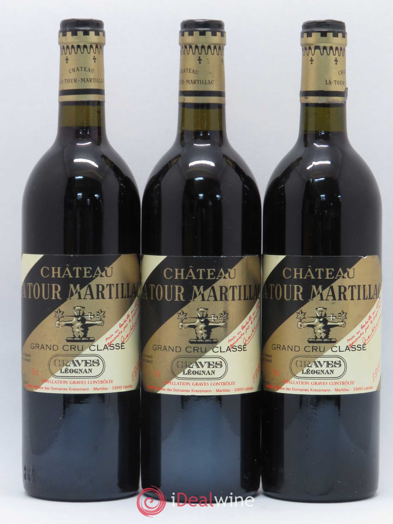 Château Latour-Martillac Cru Classé de Graves 1982 - Lot de 3 bouteilles - 0