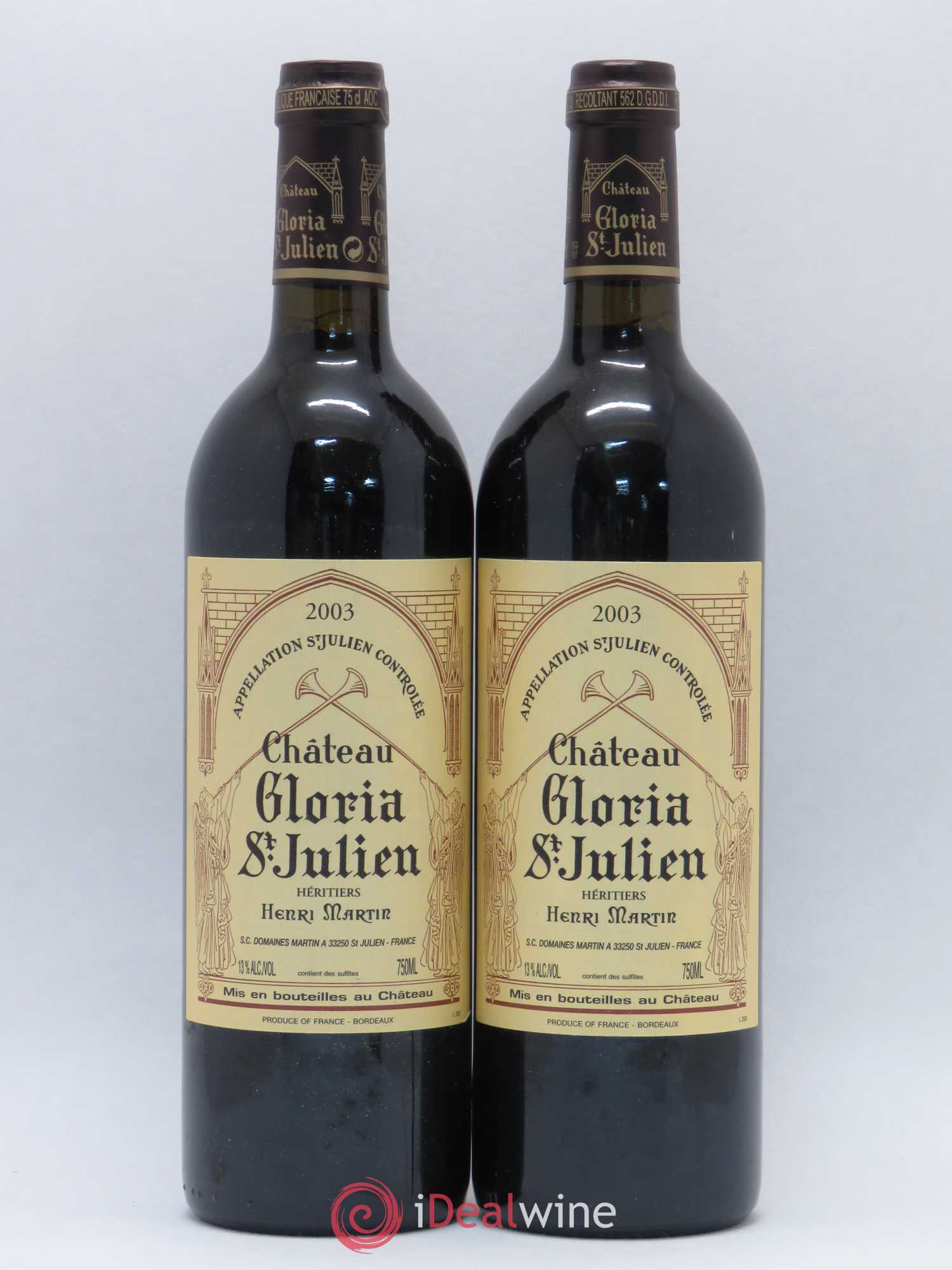 Château Gloria 2003 - Lot de 2 bouteilles - 0