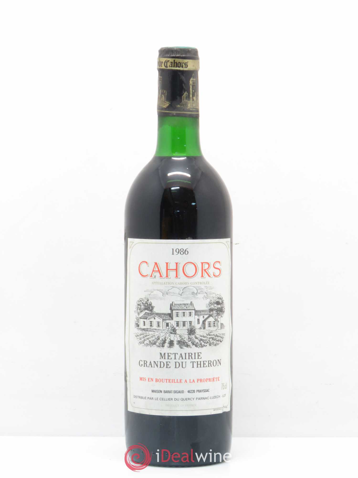 Cahors Métairie Grande du Theron 1986 - Posten von 1 Flasche - 0