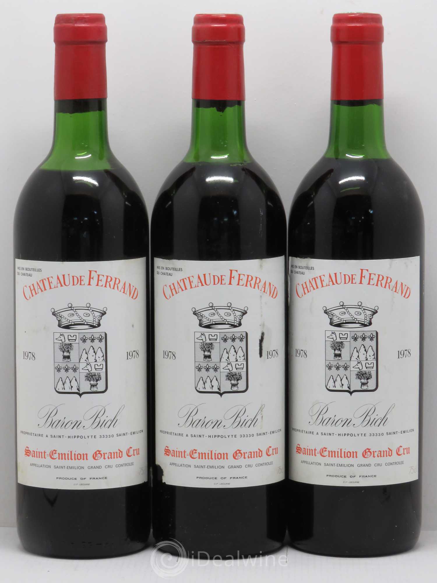 Château de Ferrand Grand Cru Classé 1978 - Lot de 3 bouteilles - 0