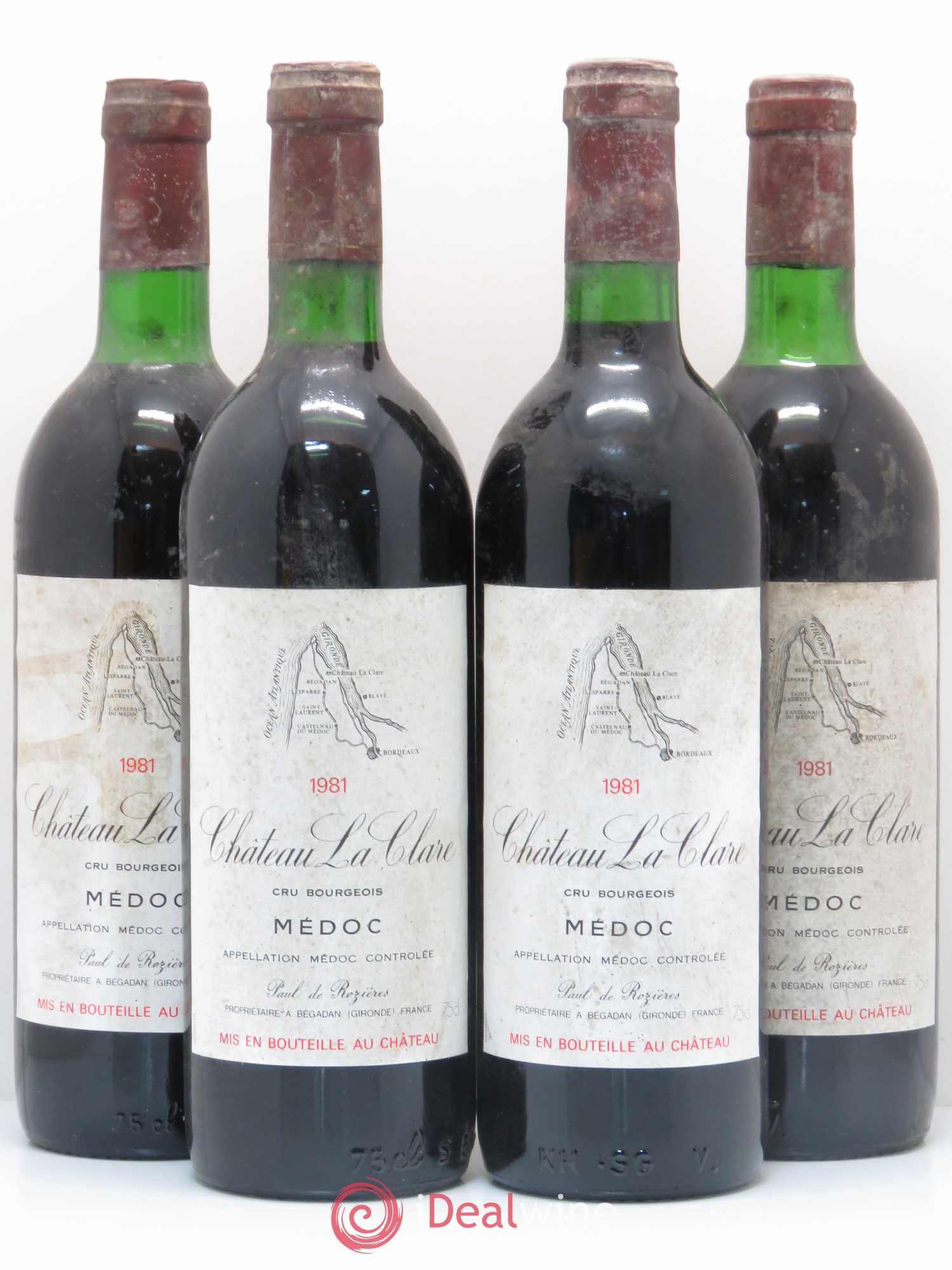 Château la Clare Cru Bourgeois 1981 - Lot de 4 bouteilles - 0
