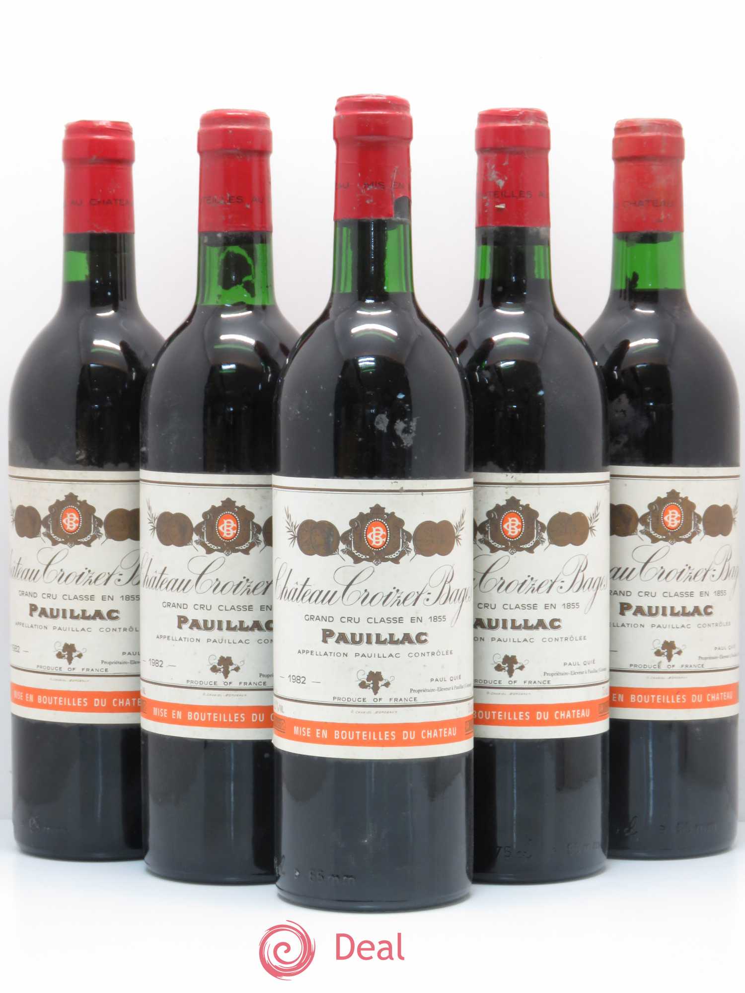 Château Croizet Bages 5ème Grand Cru Classé 1982 - Lot de 5 bouteilles - 0