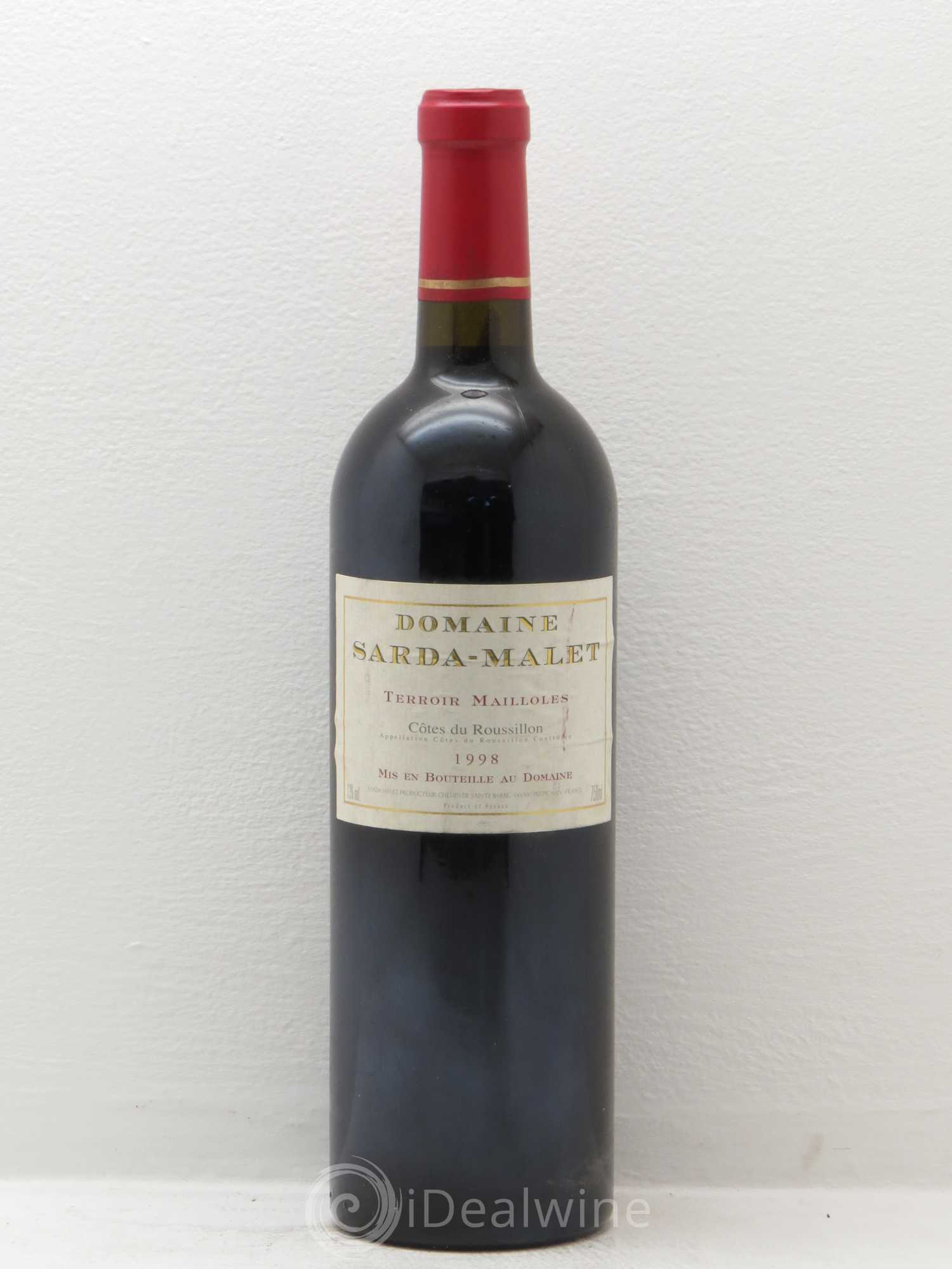Côtes du Roussillon Domaine Sarda-Malet Terroir de Mailloles Jérôme Malet 1998 - Lot de 1 bouteille - 0