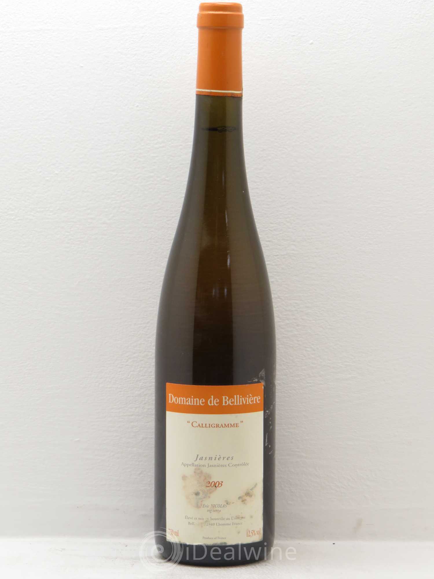 Jasnières Calligramme Domaine de Bellivière 2003 - Posten von 1 Flasche - 0