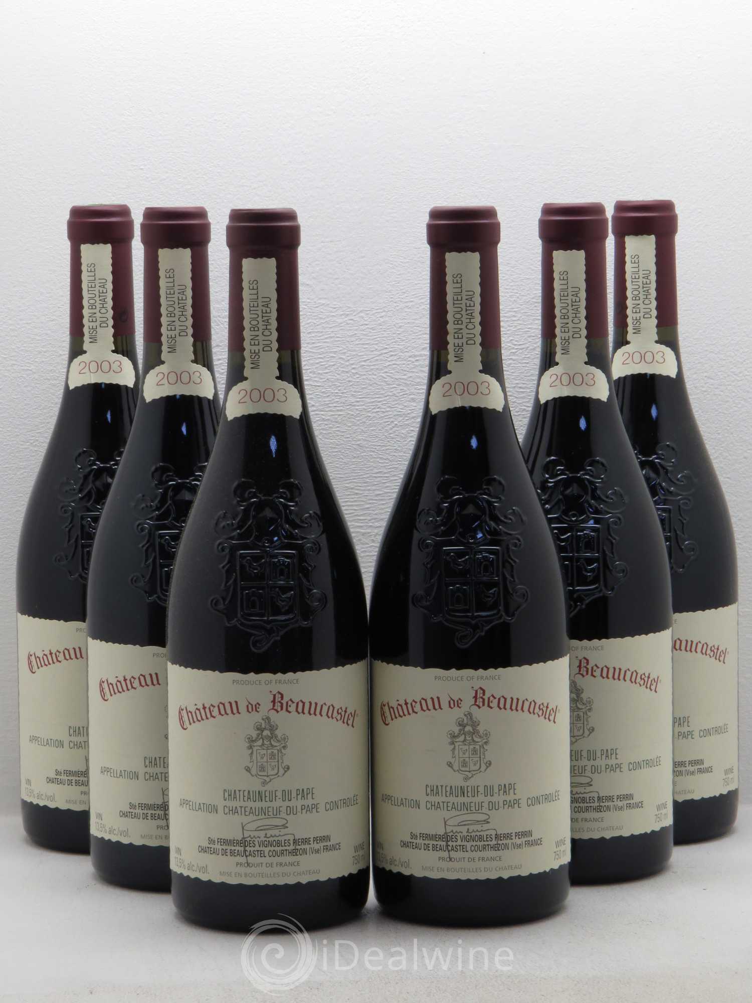 Châteauneuf-du-Pape Château de Beaucastel Famille Perrin 2003 - Lot de 6 bouteilles - 0