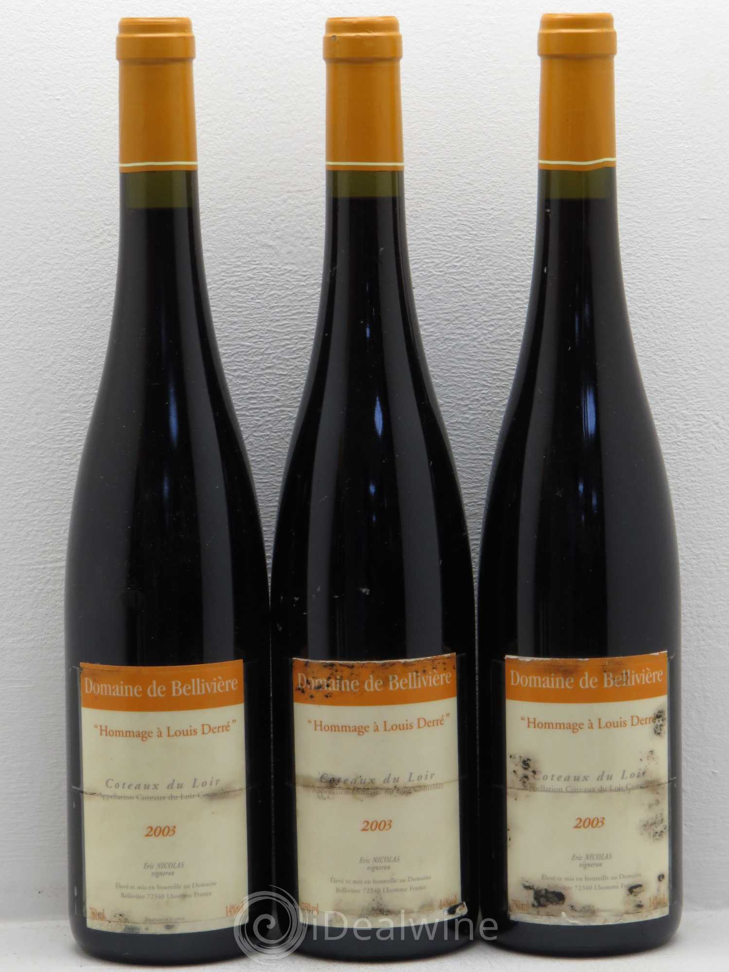 Divers Coteaux du Loir Hommage à Louis Debré Domaine De Bellivière - Eric Nicolas 2003 - Posten von 3 Flaschen - 0