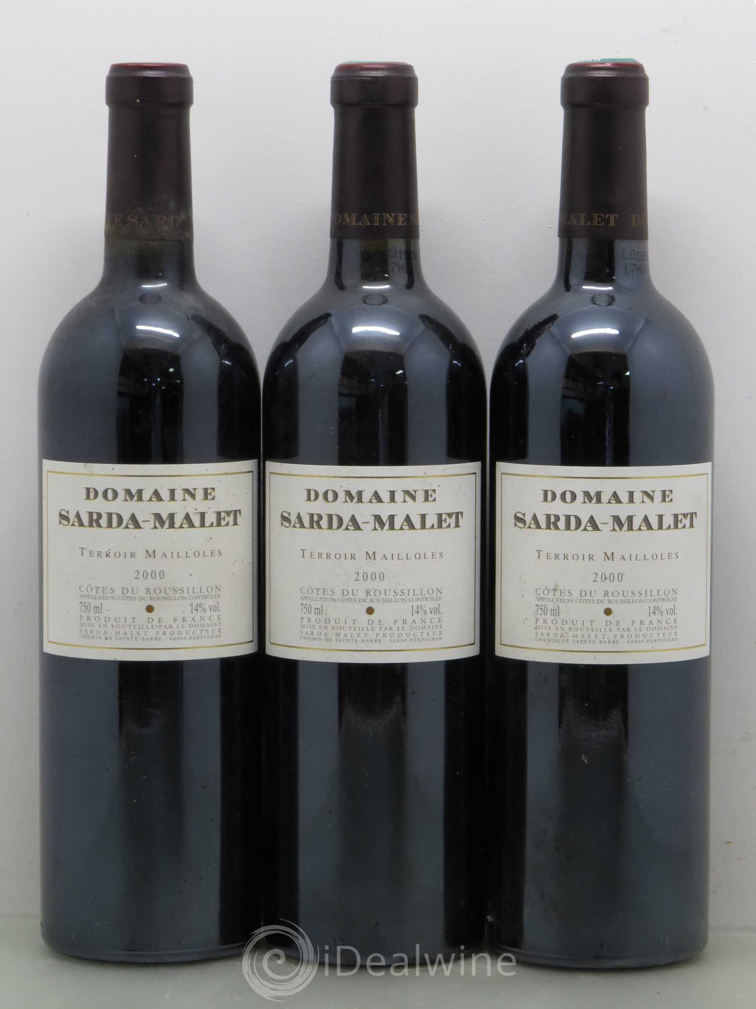 Côtes du Roussillon Domaine Sarda-Malet Terroir de Mailloles Jérôme Malet 2000 - Lot de 3 bouteilles - 0