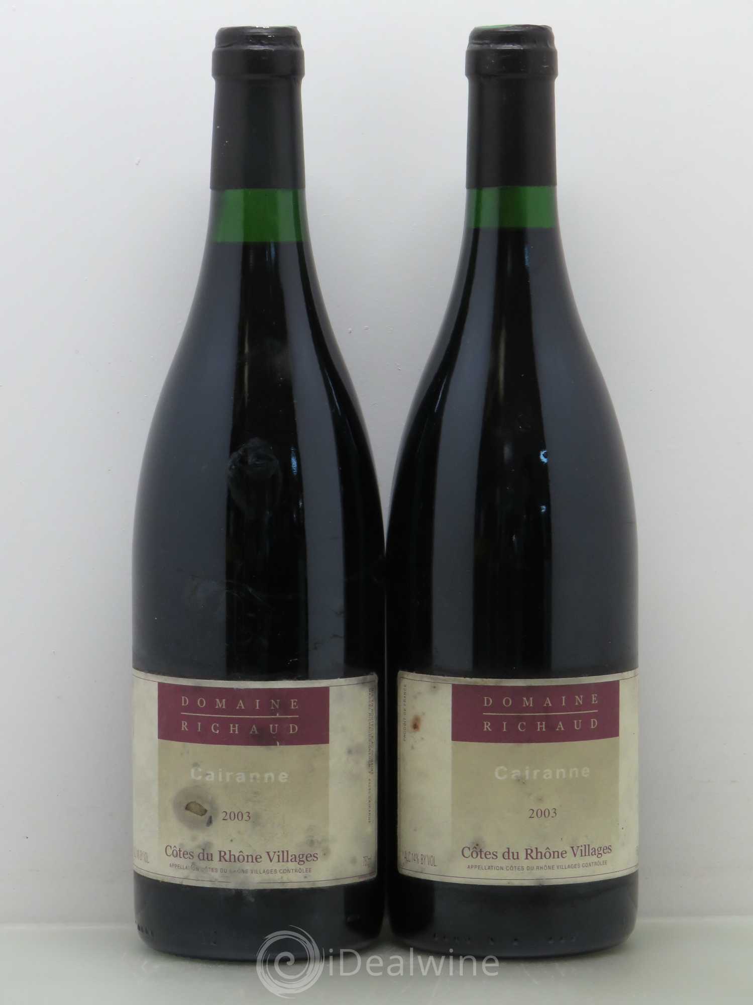 Cairanne Marcel Richaud 2003 - Lot de 2 bouteilles - 0