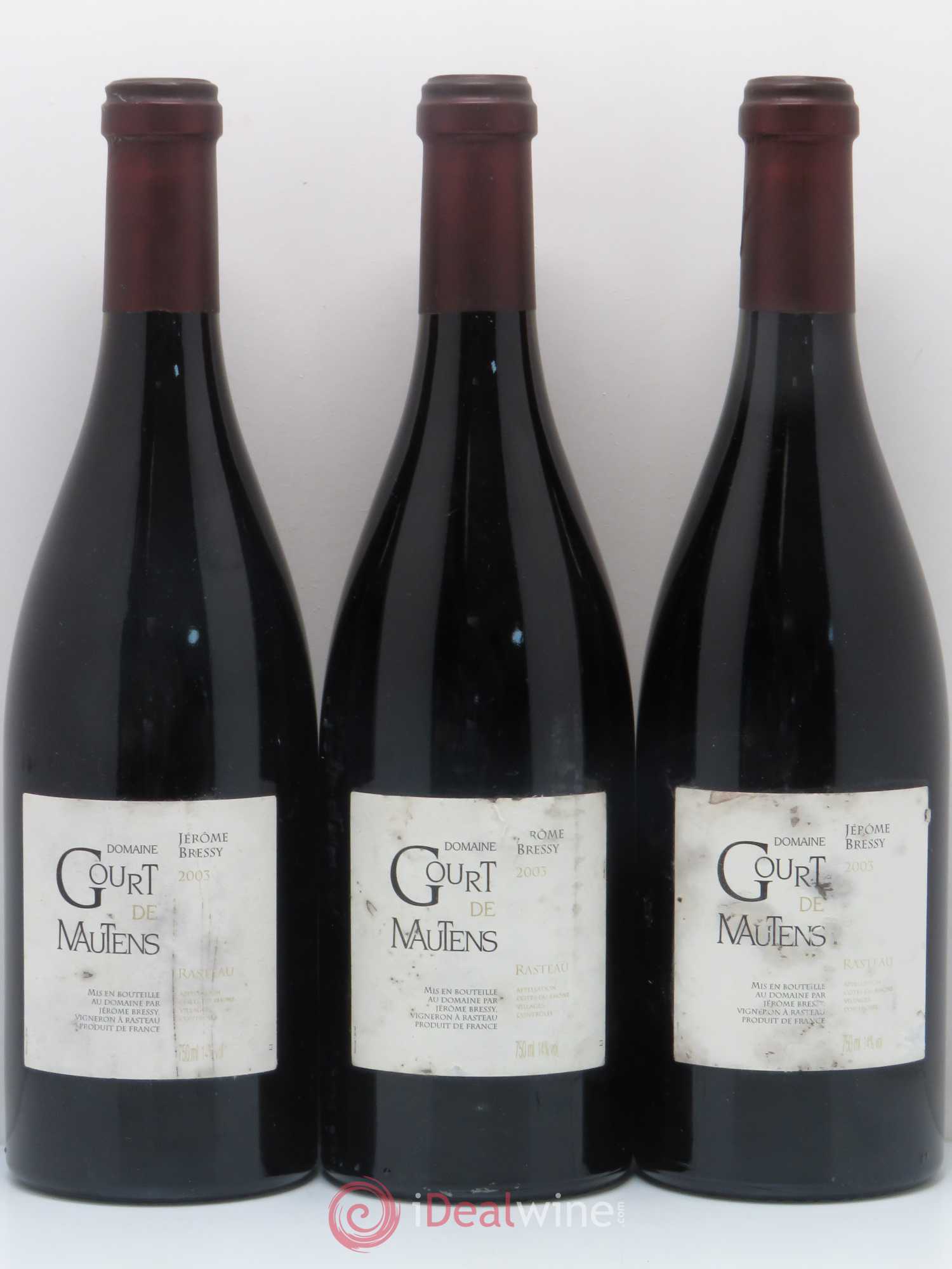 Rasteau Domaine Gourt de Mautens - Jérôme Bressy 2003 - Lot de 3 bouteilles - 0