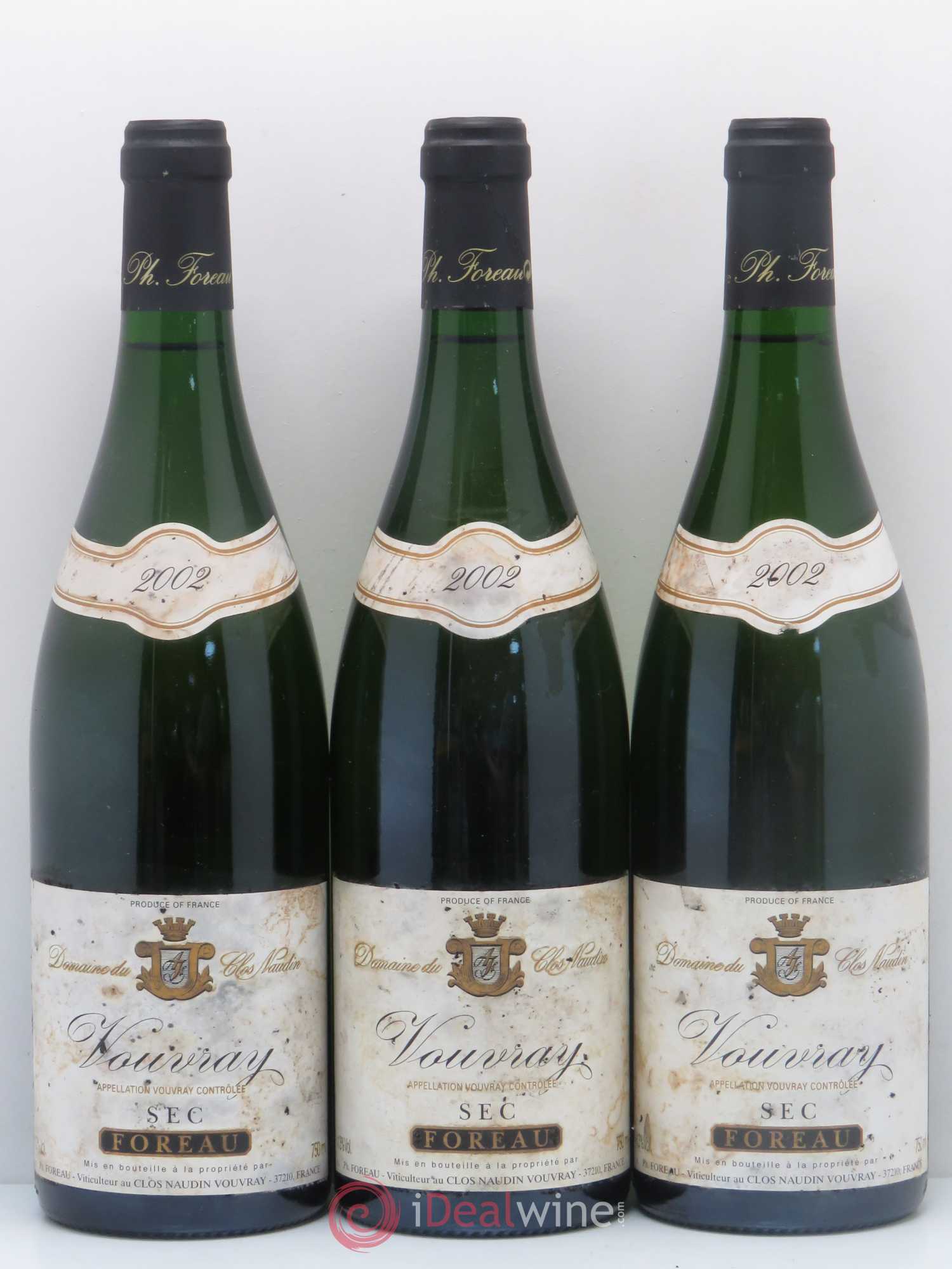 Vouvray Sec Clos Naudin - Philippe Foreau 2002 - Lot de 3 bouteilles - 0