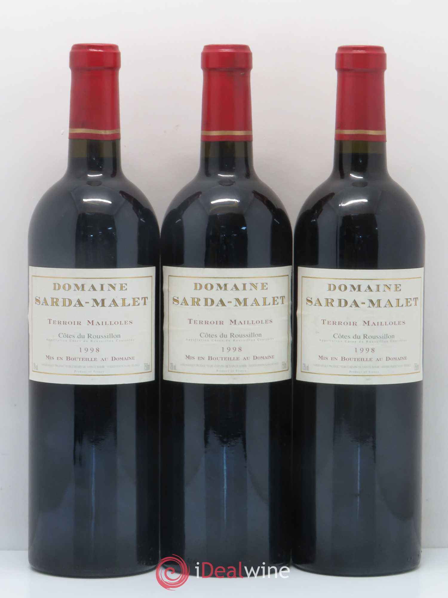 Côtes du Roussillon Domaine Sarda-Malet Terroir de Mailloles Jérôme Malet 1998 - Lot de 3 bouteilles - 0