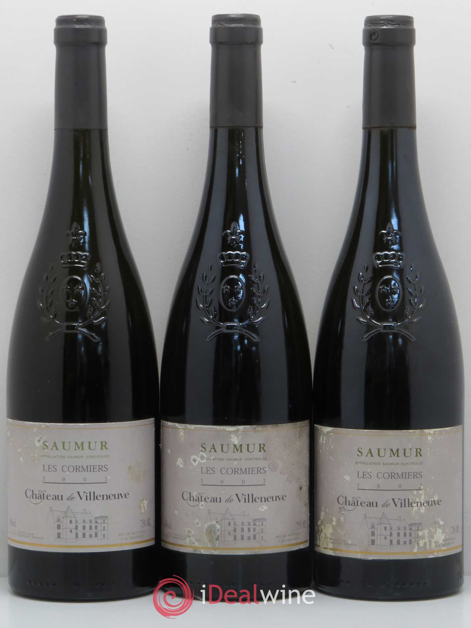 Saumur Les Cormiers Château de Villeneuve 2002 - Lot de 3 bouteilles - 0