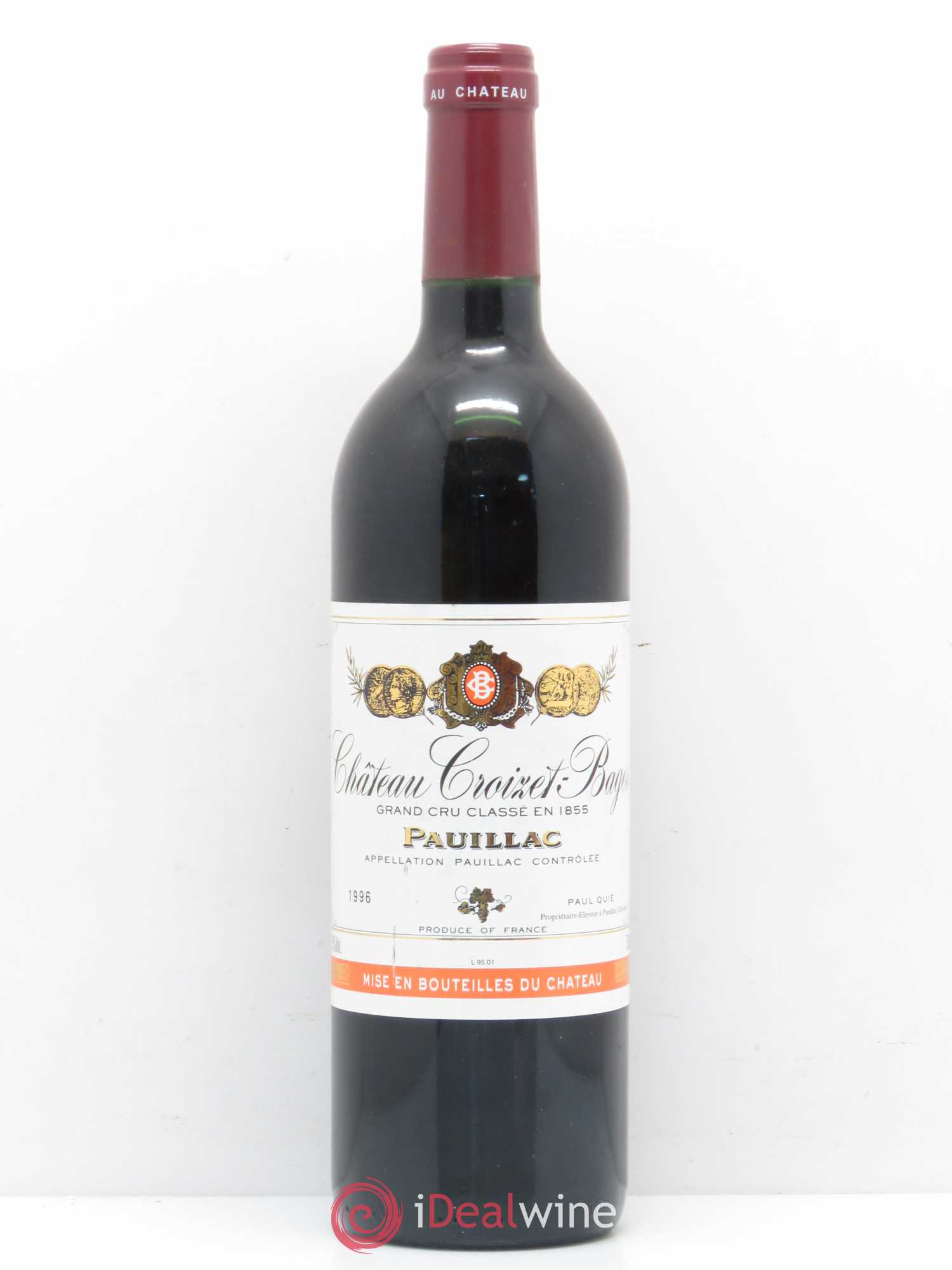 Château Croizet Bages 5ème Grand Cru Classé 1996 - Lot de 1 bouteille - 0