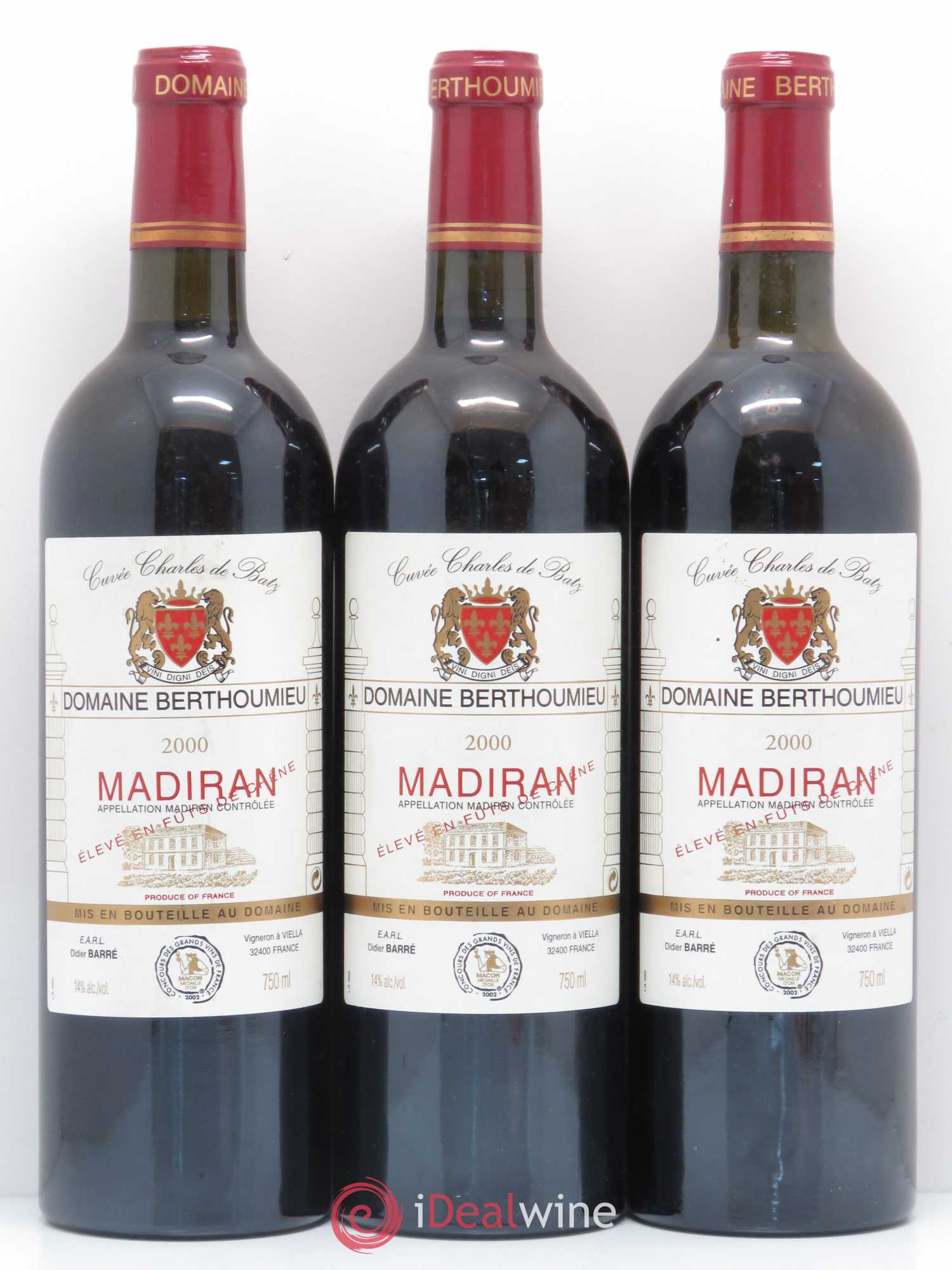 Madiran cuvée Charles de Batz Domaine Berthoumieu (sans prix de réserve) 2000 - Posten von 3 Flaschen - 0