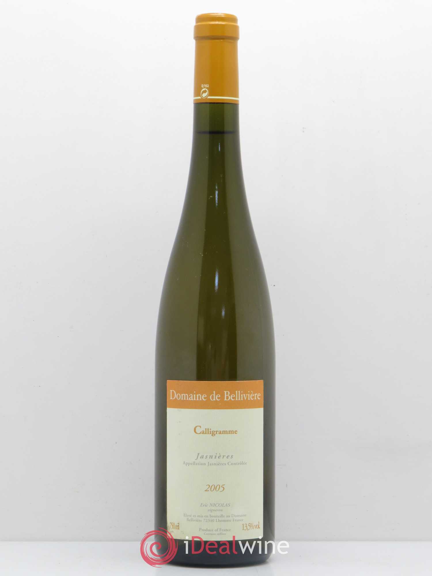 Jasnières Calligramme Domaine de Bellivière 2005 - Lot de 1 bouteille - 0