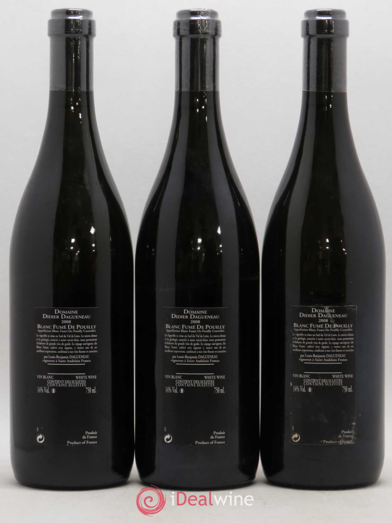 Vin de France (anciennement Pouilly-Fumé) Silex Dagueneau (Domaine Didier - Louis-Benjamin) 2008 - Lot de 3 bouteilles - 1