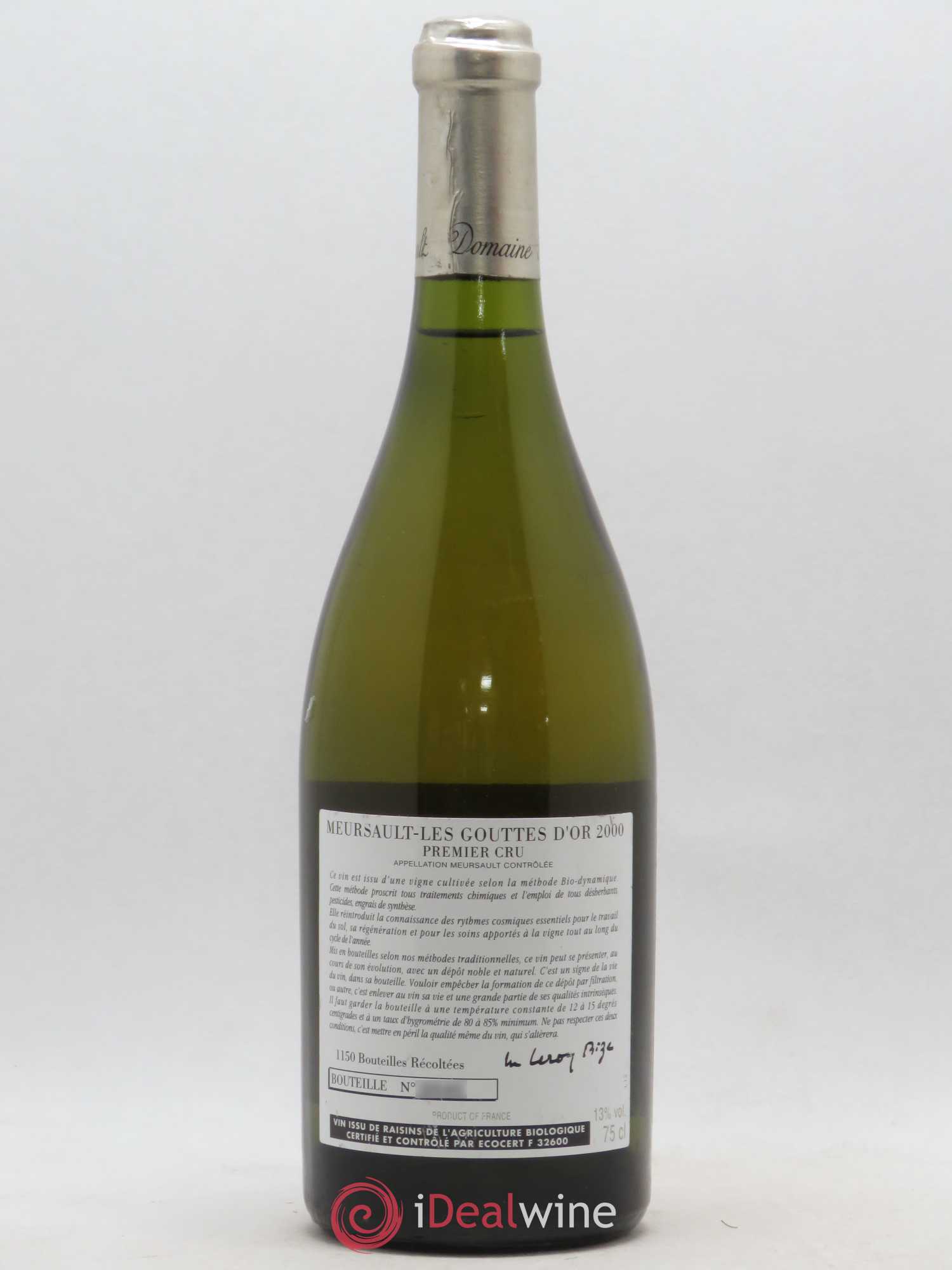 Meursault 1er Cru Les Gouttes d'Or d'Auvenay (Domaine) 2000 - Lot de 1 bouteille - 1