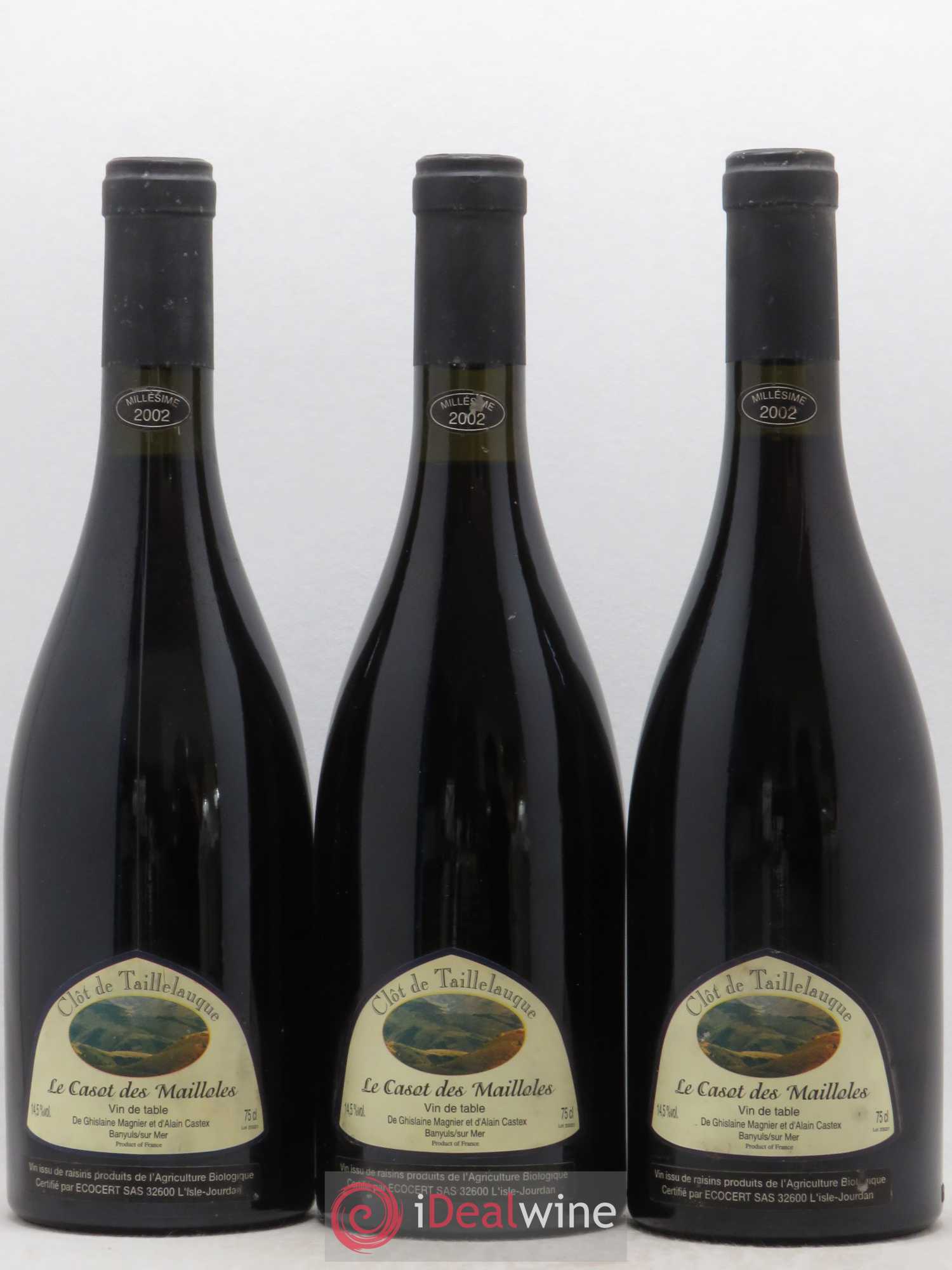 Vin de France Clôt de Taillelauque - Le Casot des Mailloles - Alain Castex 2002 - Posten von 3 Flaschen - 0